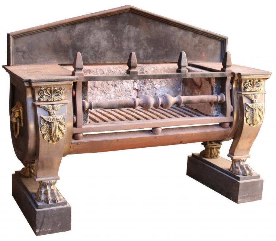 Regency Antique Bullock Style Sarcophagus Hob Grate For Sale