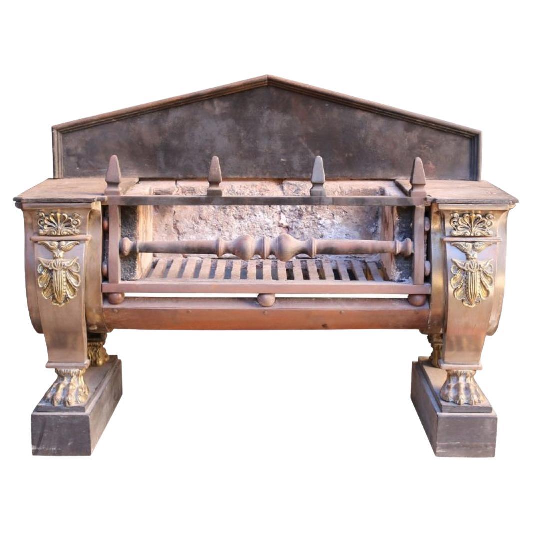 Antique Bullock Style Sarcophagus Hob Grate For Sale
