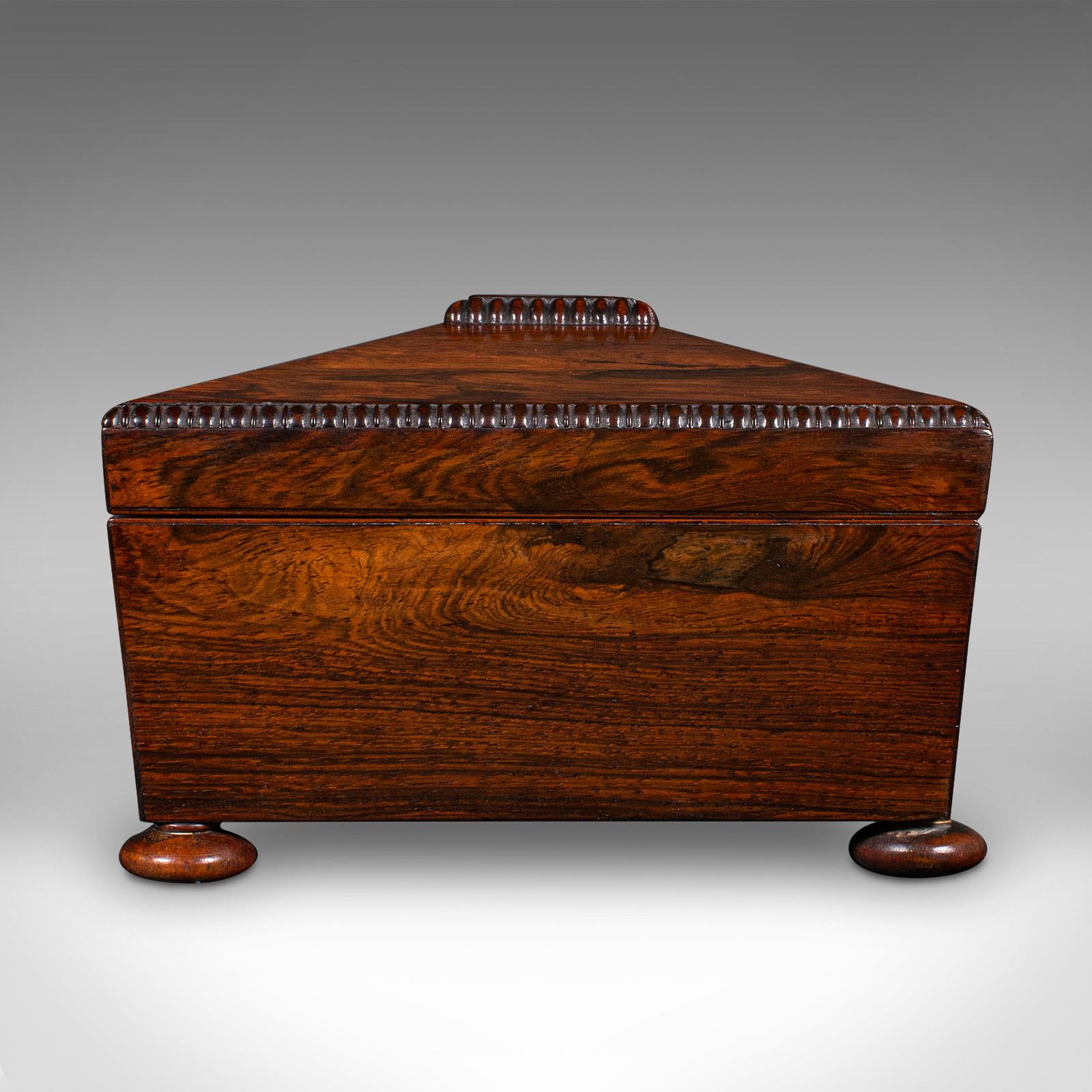 Antiguo Sarcófago Caja de Recuerdos, Inglés, Forrado de Terciopelo, Caja de Guantes, Regencia Madera en venta