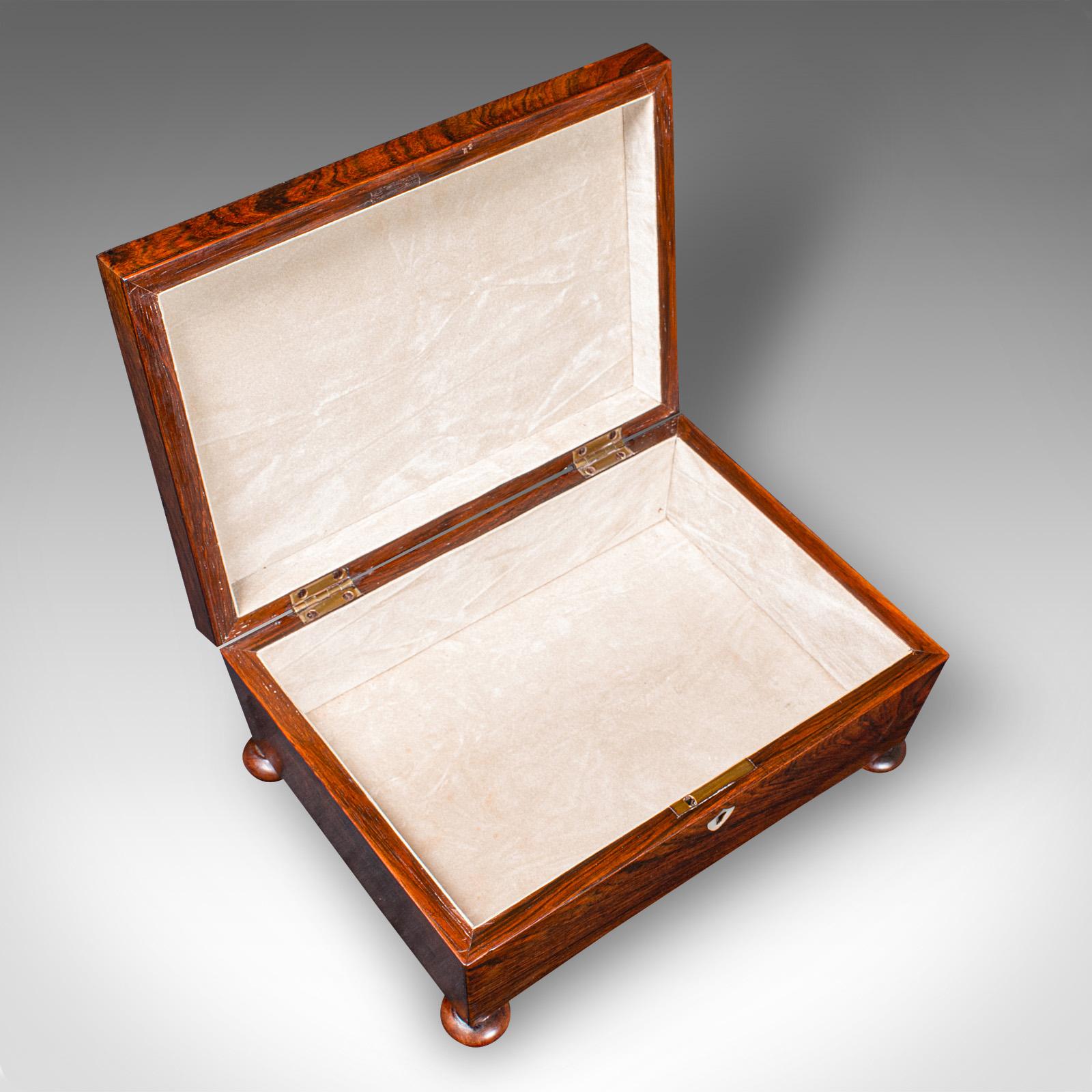 Antiguo Sarcófago Caja de Recuerdos, Inglés, Forrado de Terciopelo, Caja de Guantes, Regencia en venta 3