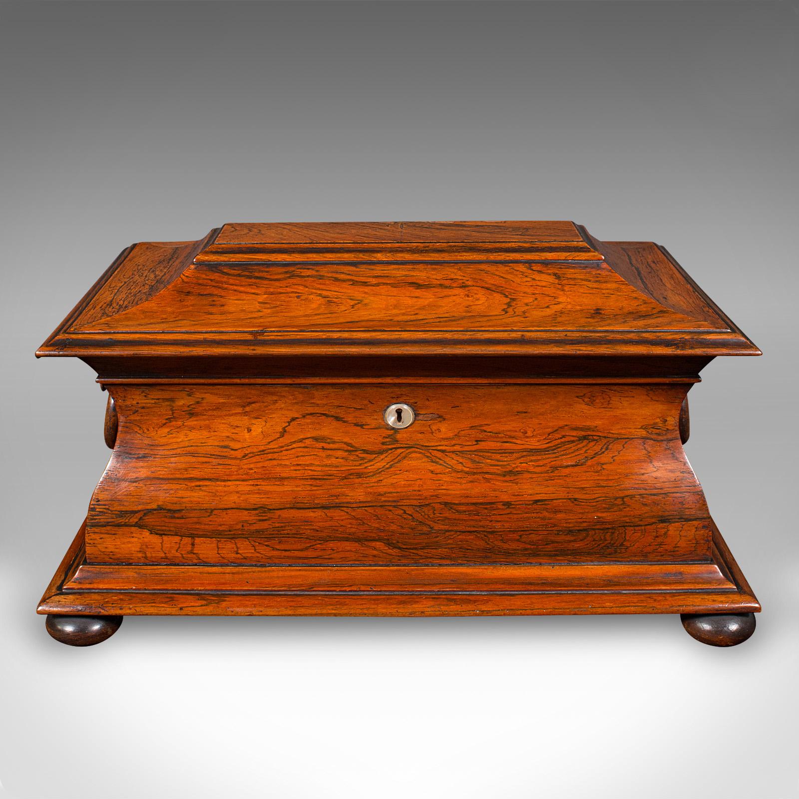 Britannique Ancienne boîte à thé à feuilles libres Sarcophagus, salle à dessin, anglaise, Régence, vers 1820 en vente