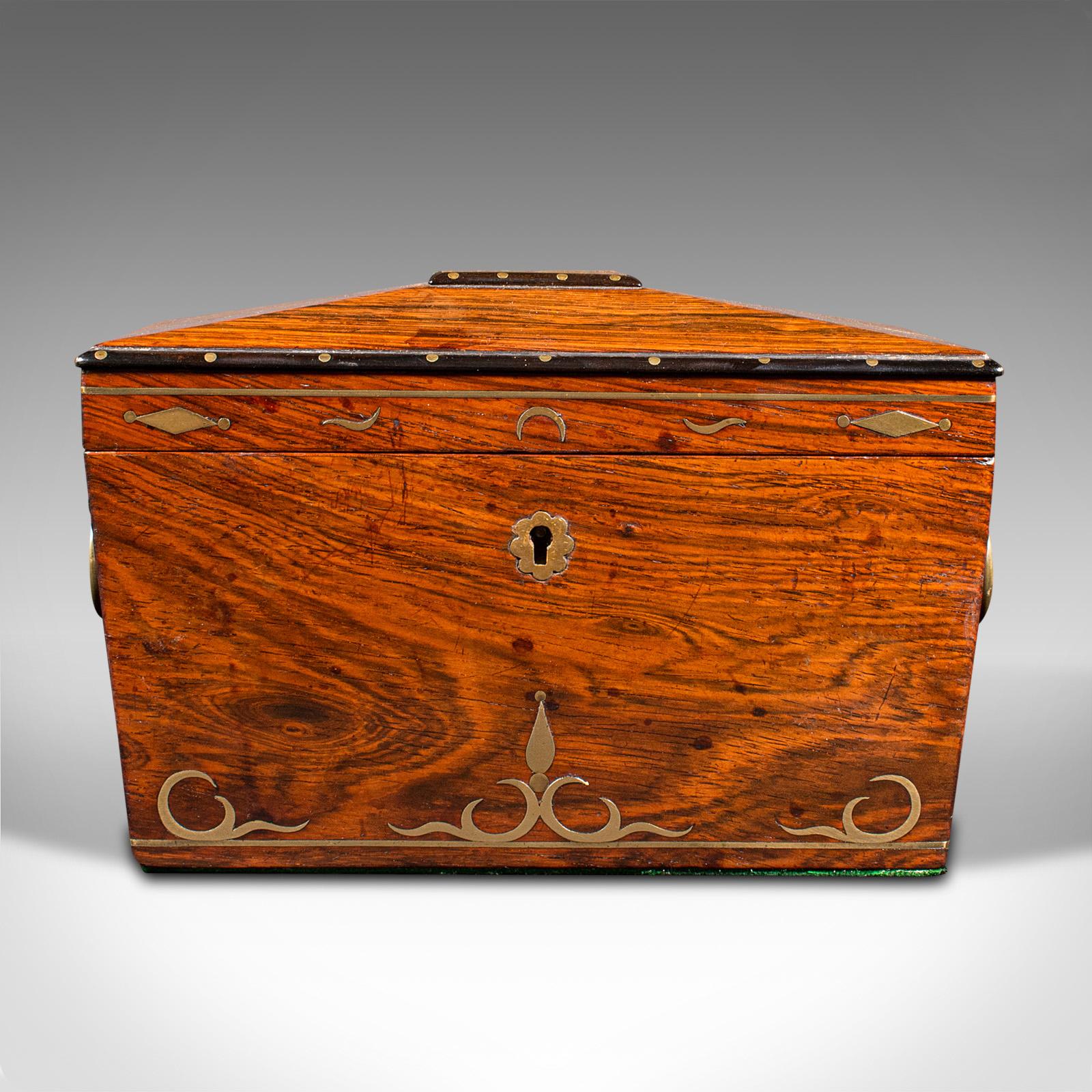 British Antique Sarcophagus Tea Caddy, Anglo Indian, Colonial, Campaign, Victorian, 1850 For Sale
