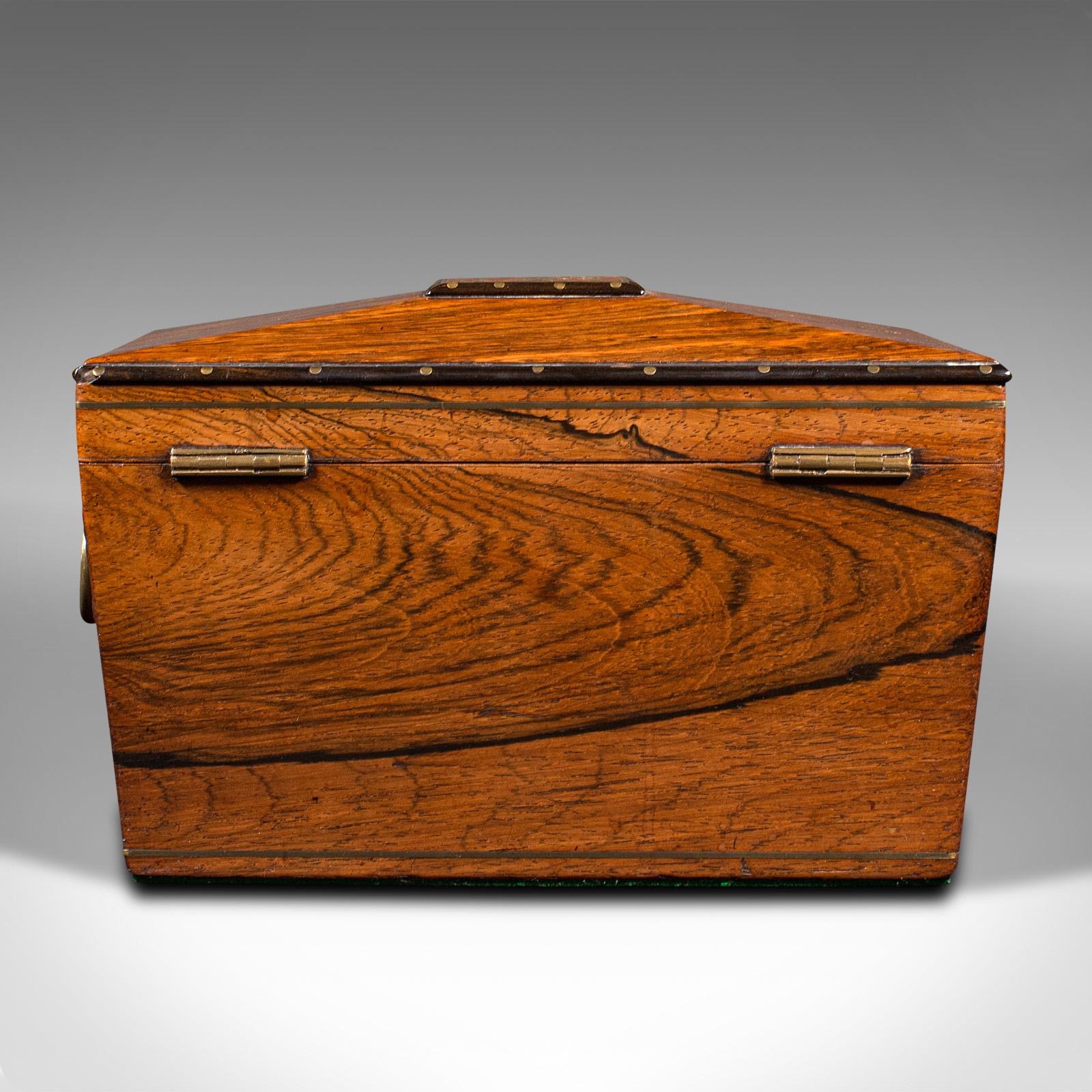 Wood Antique Sarcophagus Tea Caddy, Anglo Indian, Colonial, Campaign, Victorian, 1850 For Sale