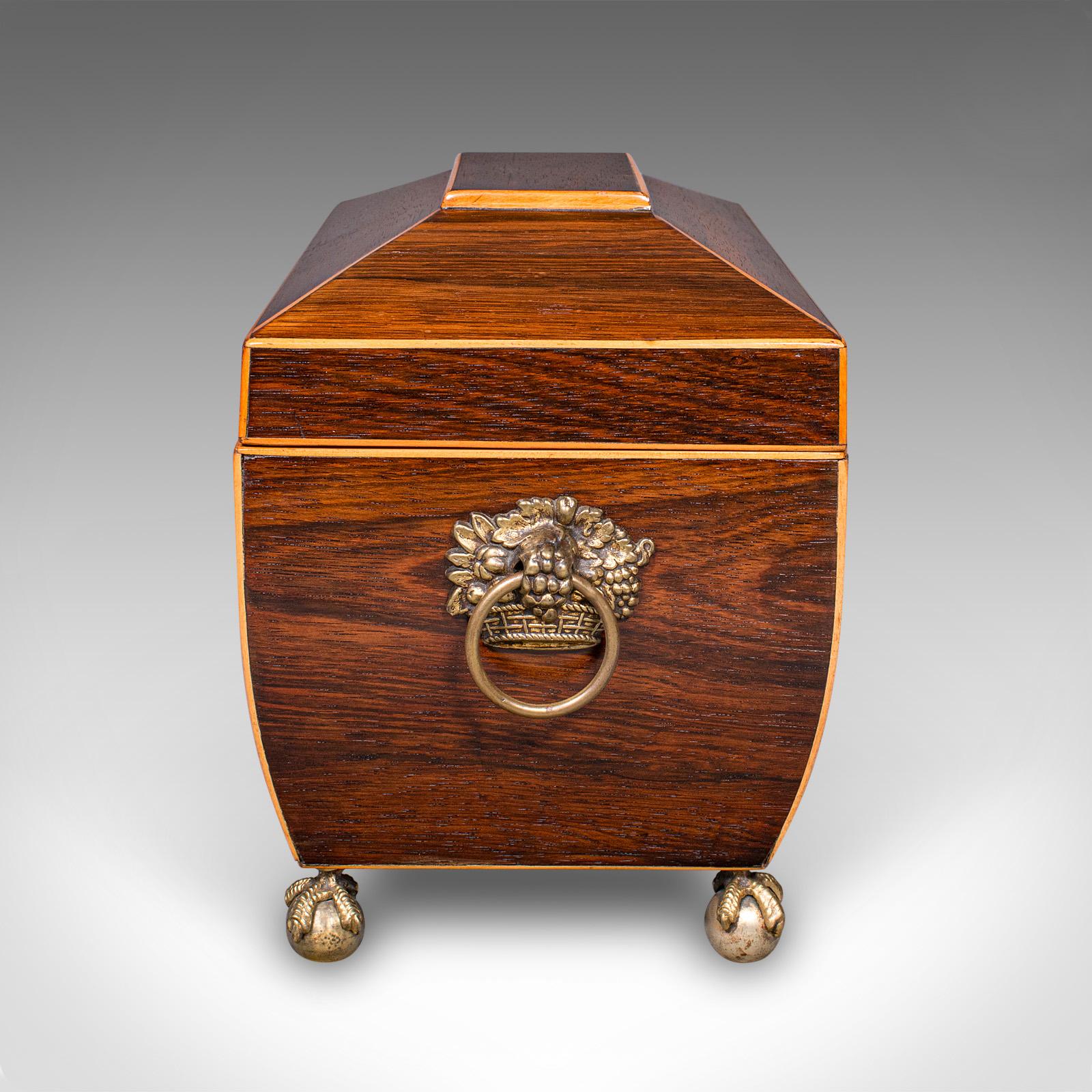 Metà XIX secolo Antico porta tè a sarcofago, inglese, contenitore per foglie sfuse, William IV, Circa 1835 in vendita