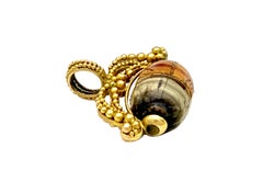 Antique Sardonyx Roll Seal Scarab Scorpio Pendant Charm Fob Gold Goldgranulation