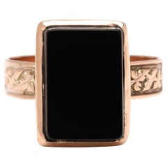 Antique Sardonyx 10k Rose Gold Rectangular Tablet Ring