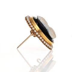 Antique Sardonyx Cameo Pendant Brooch, circa 1860