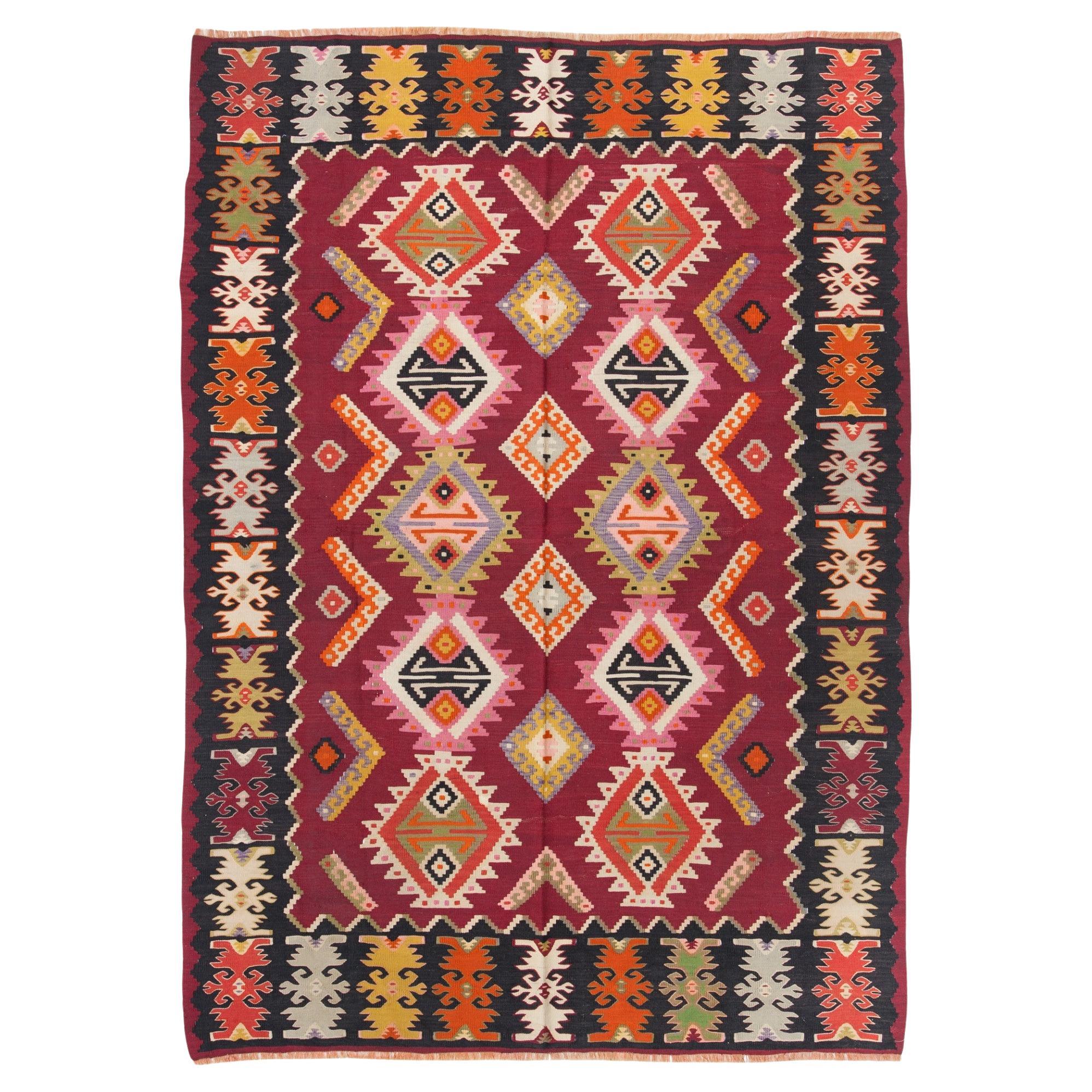 Tapis Kilim antique Sarkoy, tapis turc d'Anatolie occidentale, style balkanique unique