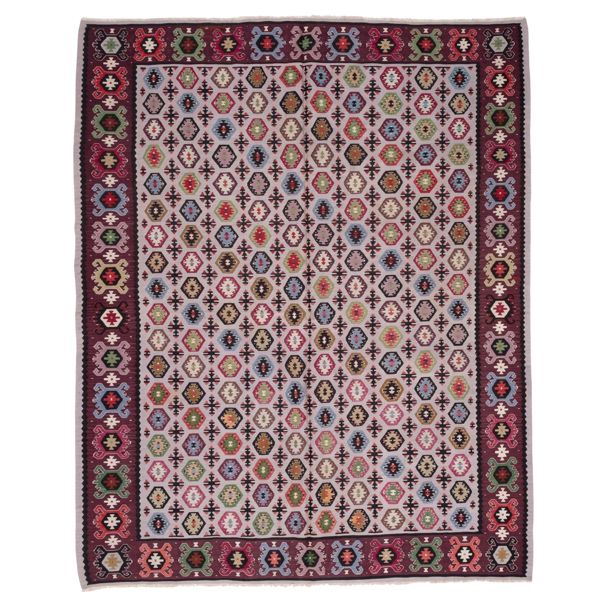 Tapis Kilim antique Sarkoy, tapis turc d'Anatolie occidentale, style balkanique unique