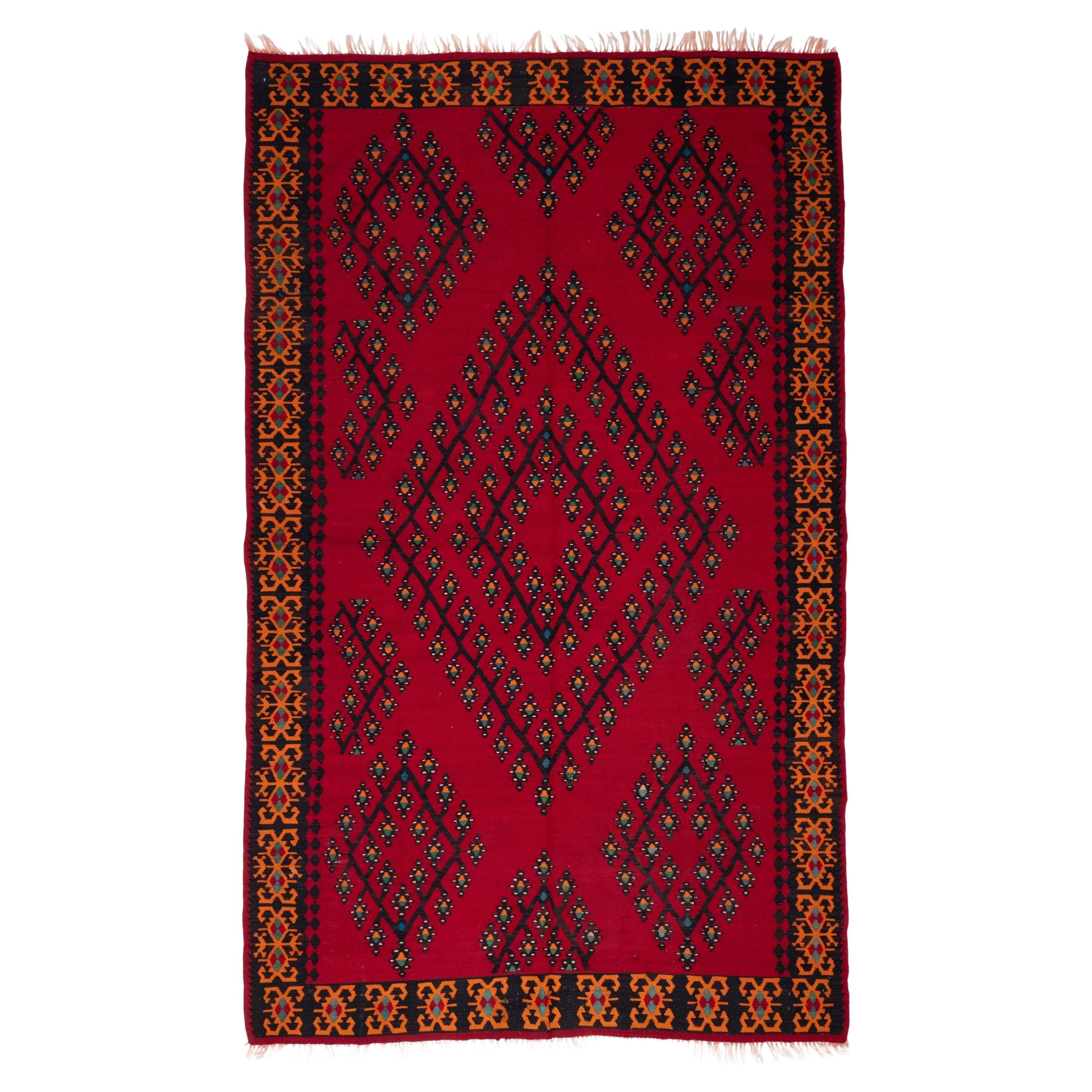 Tapis Kilim antique Sarkoy, tapis turc d'Anatolie occidentale, style balkanique unique