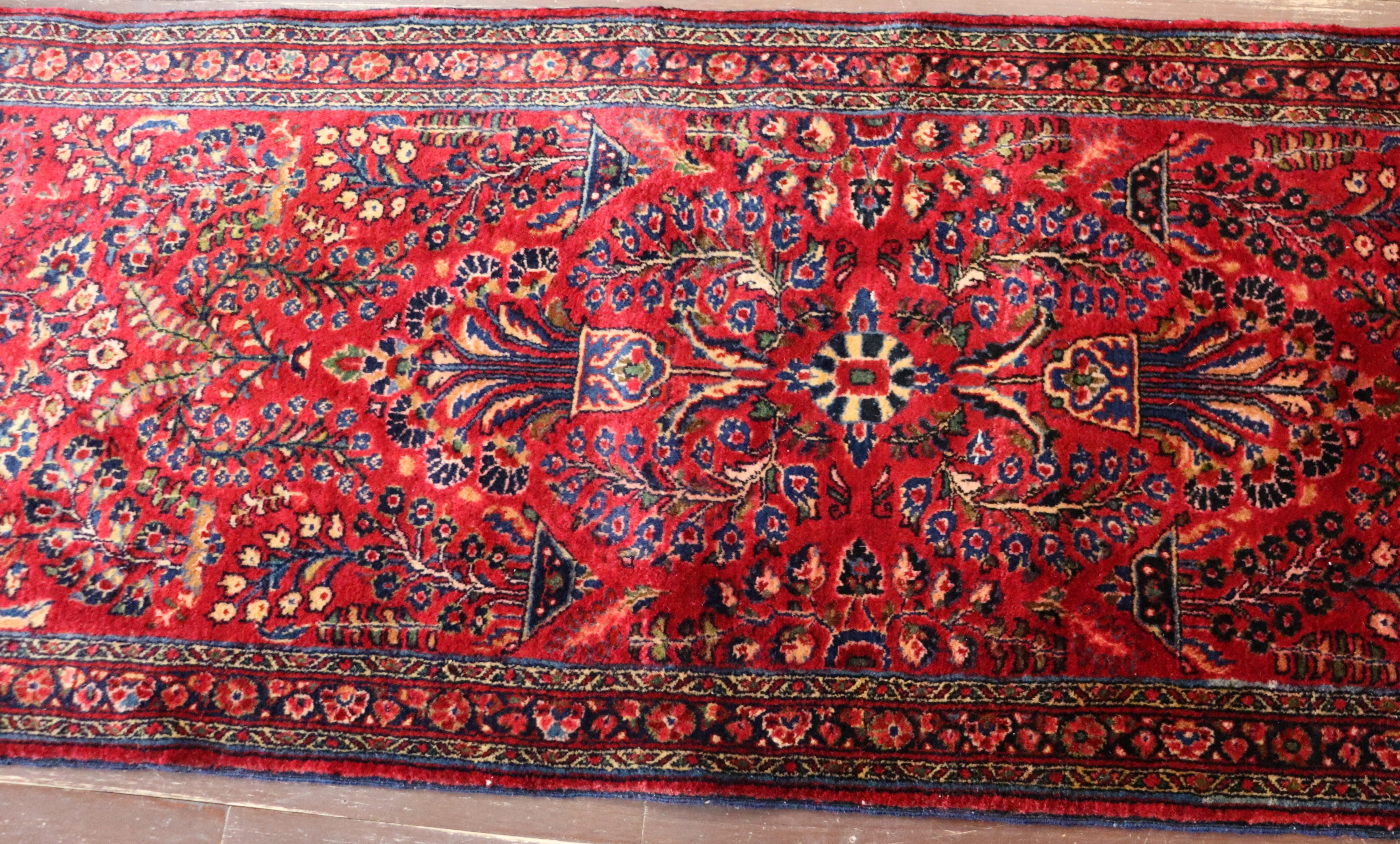 Hand-Knotted Antique Persian Sarouk Runner, circa 1920 Perfect Condition, 2'7