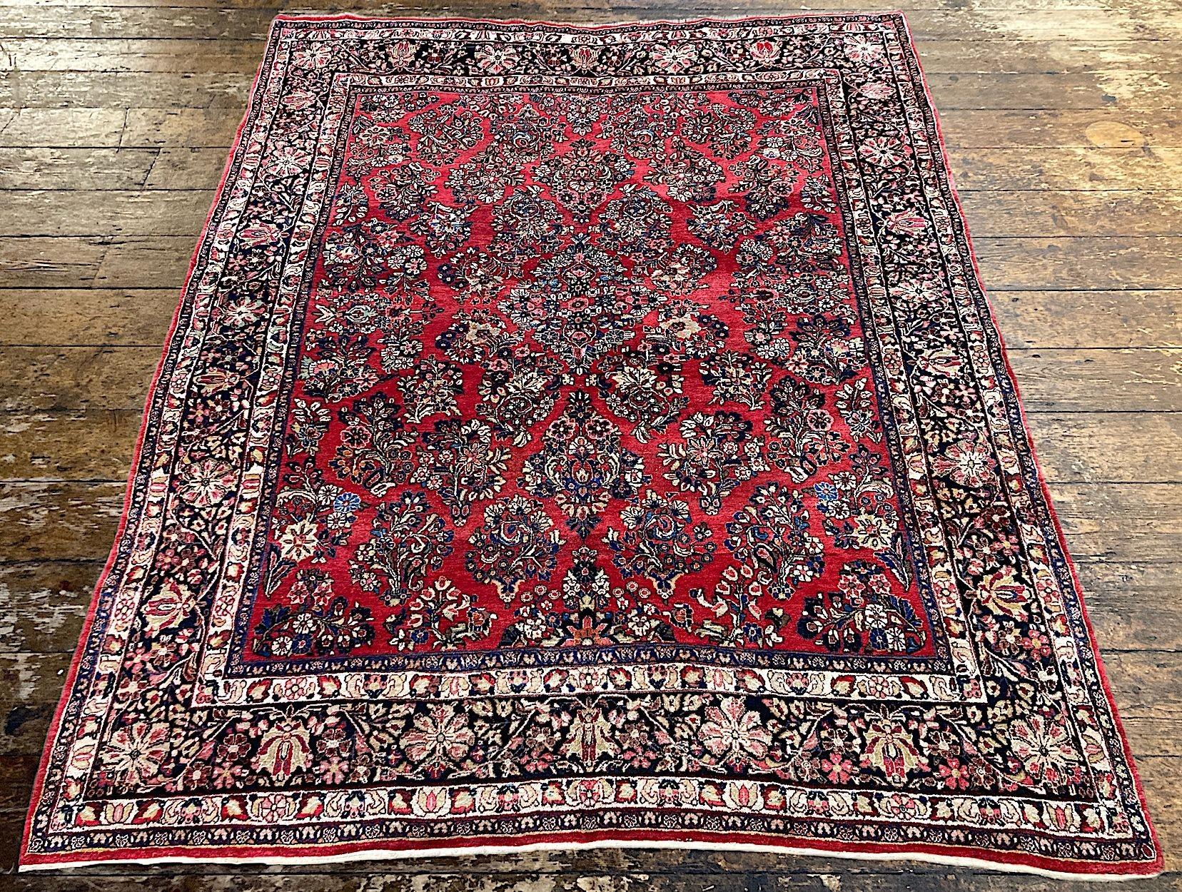 Inizio XX secolo Tappeto Sarouk antico 3,07 m x 2,45 m in vendita