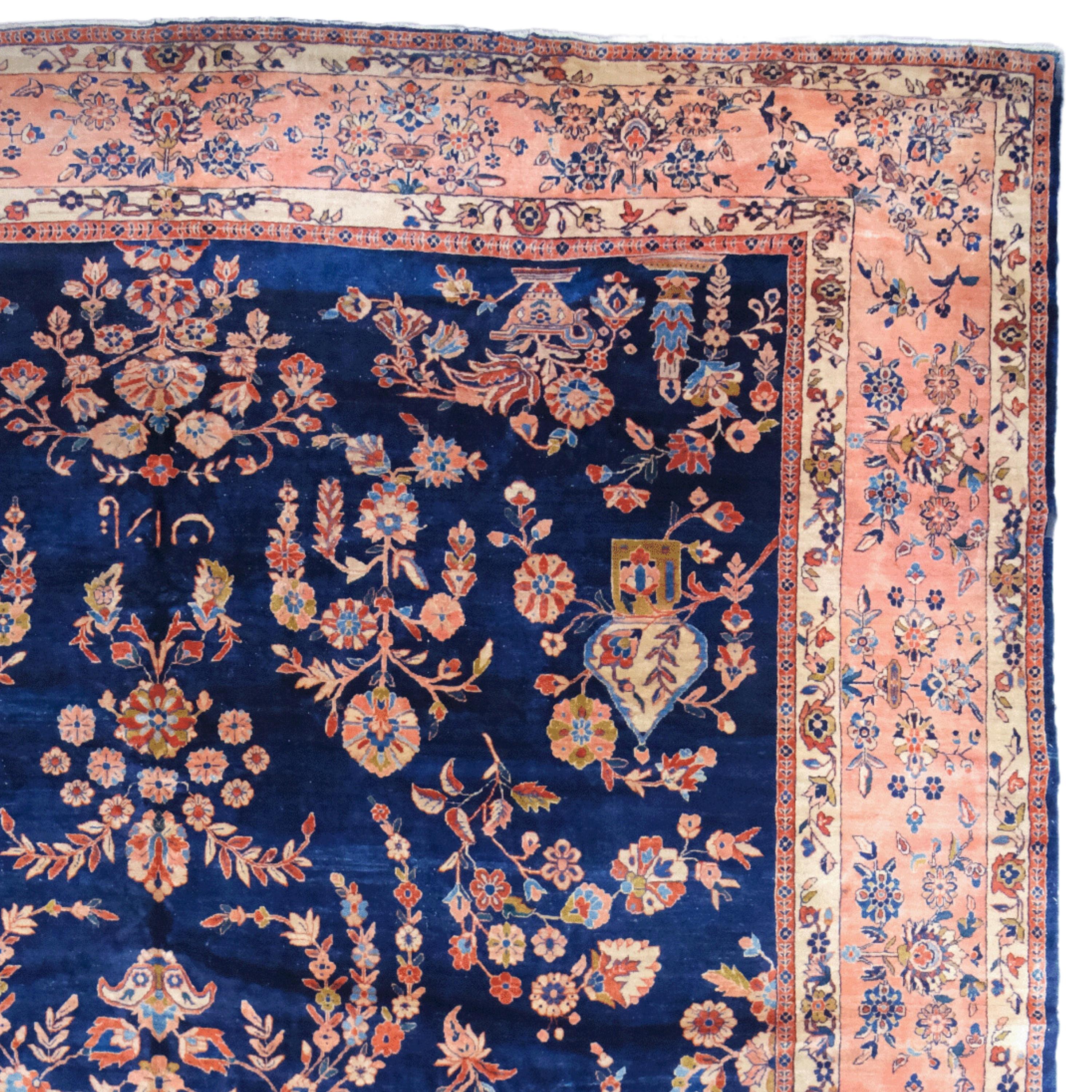 Antiker Sarouk-Teppich - Circa 1900 Persischer Sarouk-Teppich, Vintage-Teppich, Wollteppich (20. Jahrhundert) im Angebot