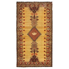 Antiker antiker Sarouk Farahan Persischer Teppich aus beiger und roter Wolle mit seltenem Teppich von Teppich & Kelim
