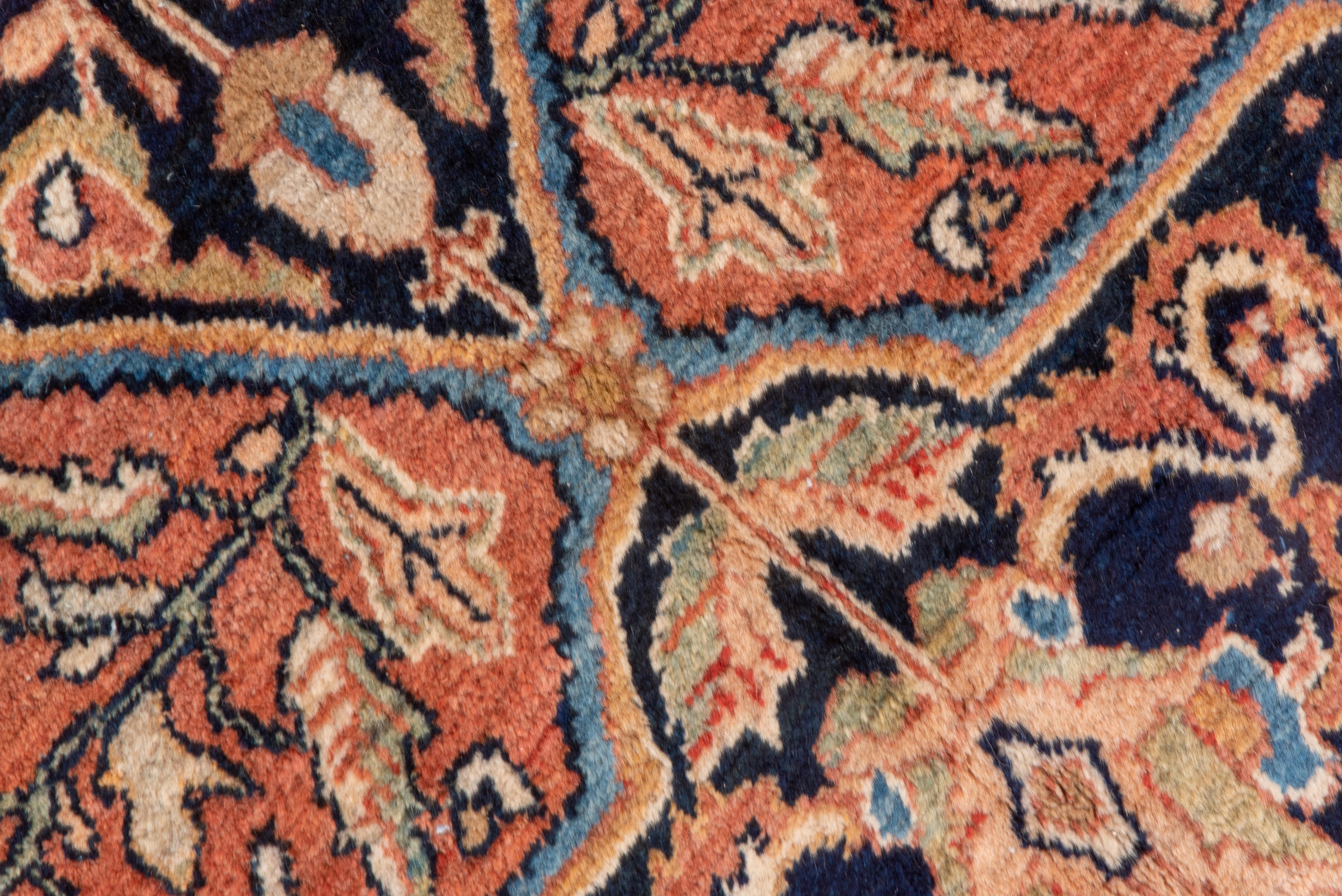 Early 20th Century Antique Sarouk Farahan Carpet, Navy Center Medallion, circa 1900s
