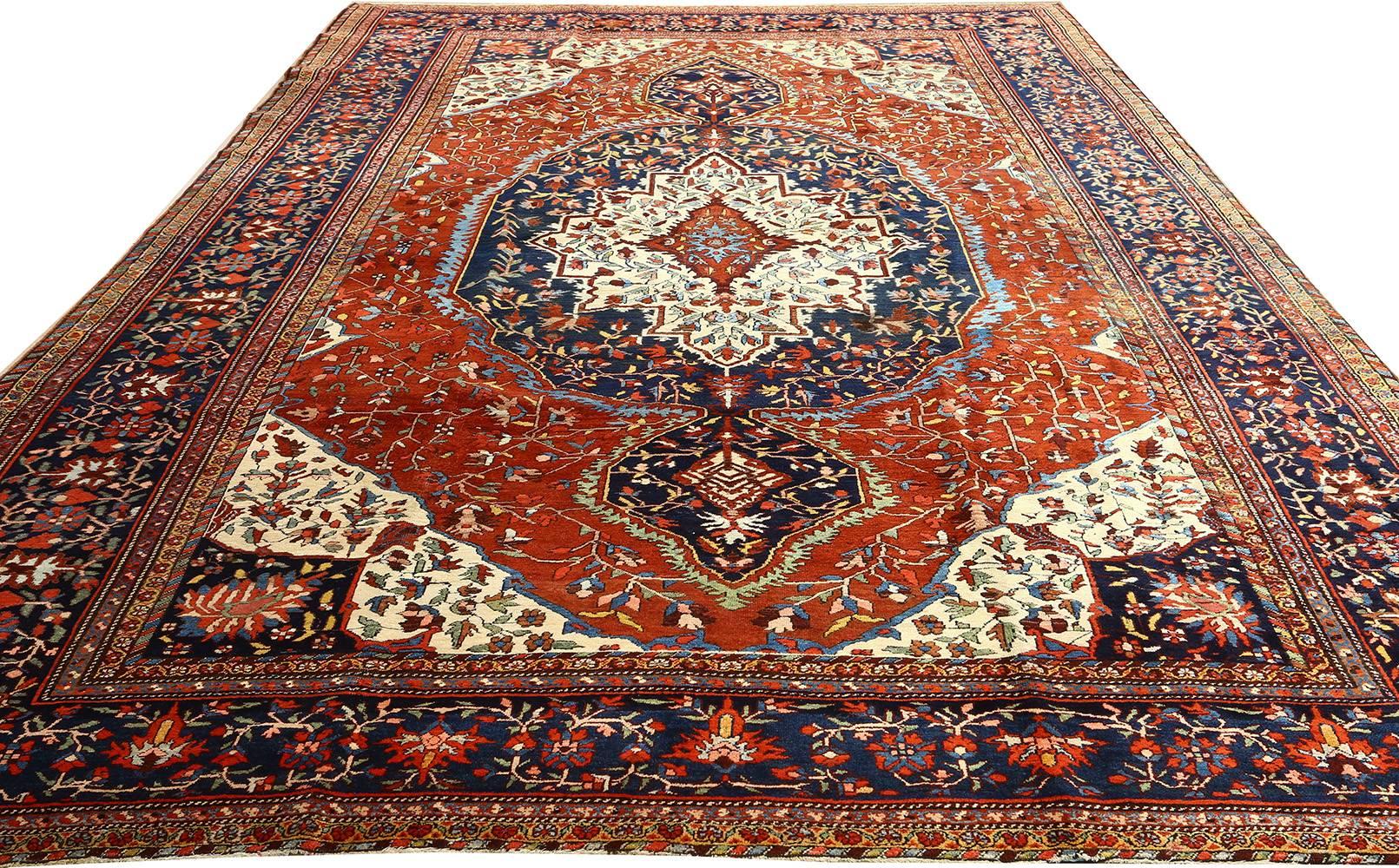 Nazmiyal Collection Antique Sarouk Farahan Persian Rug. 9 ft 2 in x 12 ft 2 in  3