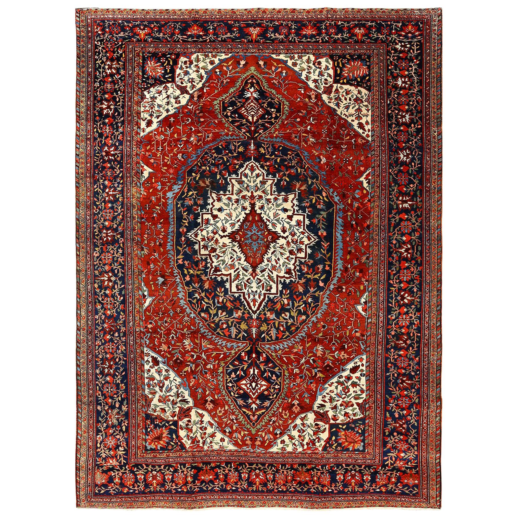 Nazmiyal Collection Antique Sarouk Farahan Persian Rug. 9 ft 2 in x 12 ft 2 in 
