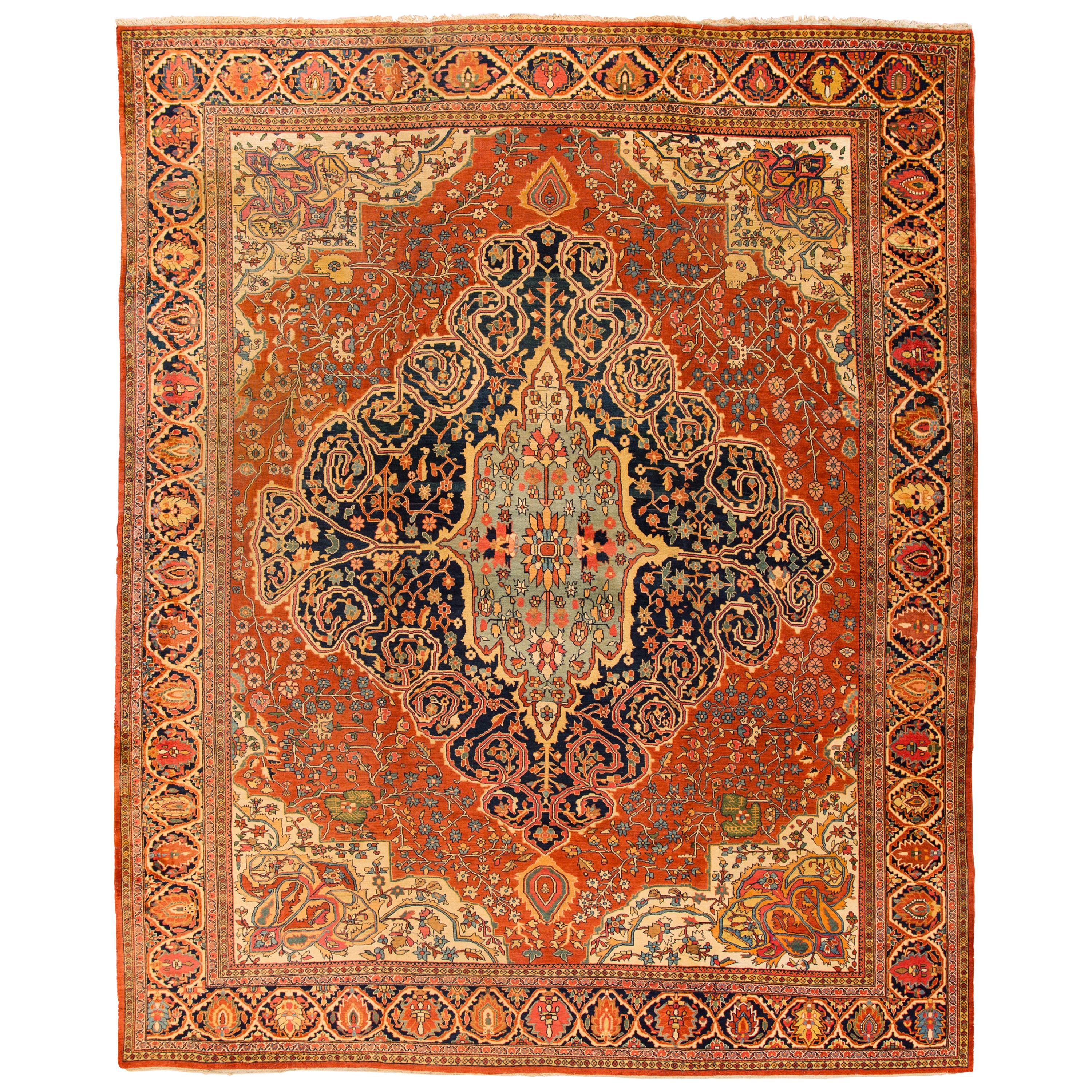 Antique Sarouk Farahan Persian Wool Rug For Sale at 1stDibs