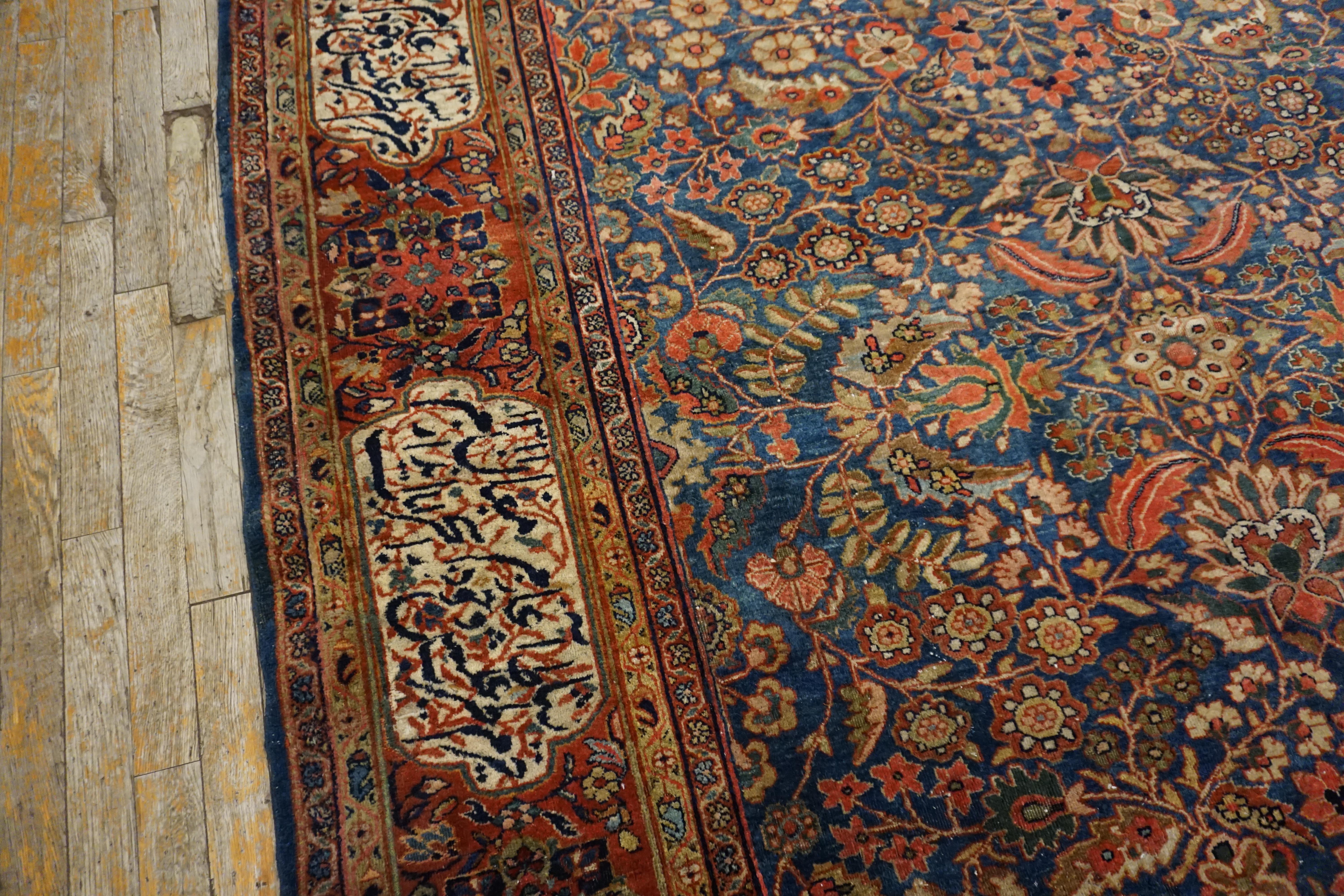 Hand-Knotted 19th Century Persian Sarouk Farahan Carpet ( 10'6