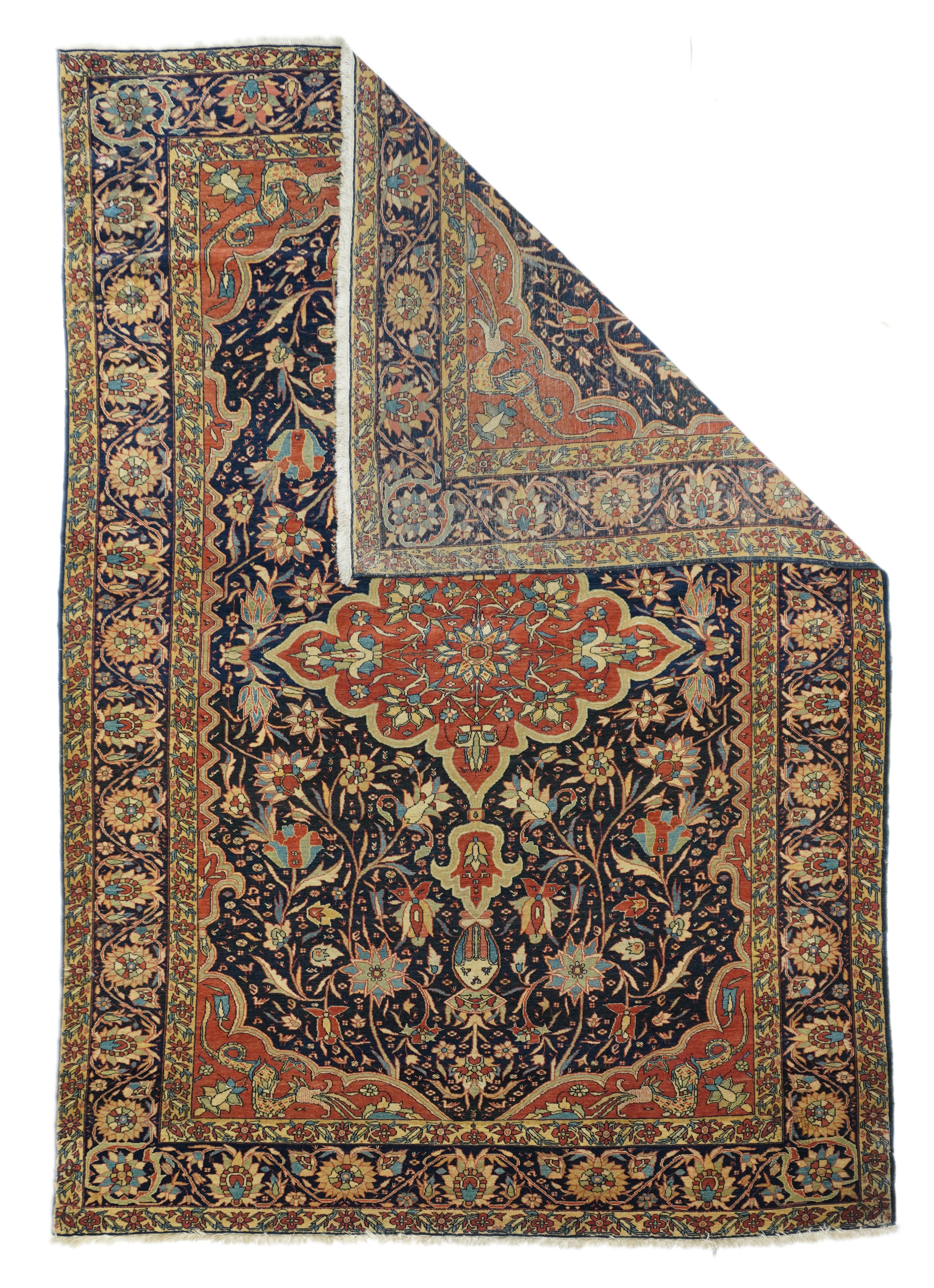 Hand-Knotted Antique Sarouk Farahan Rug 4'7'' x 6'8'' For Sale