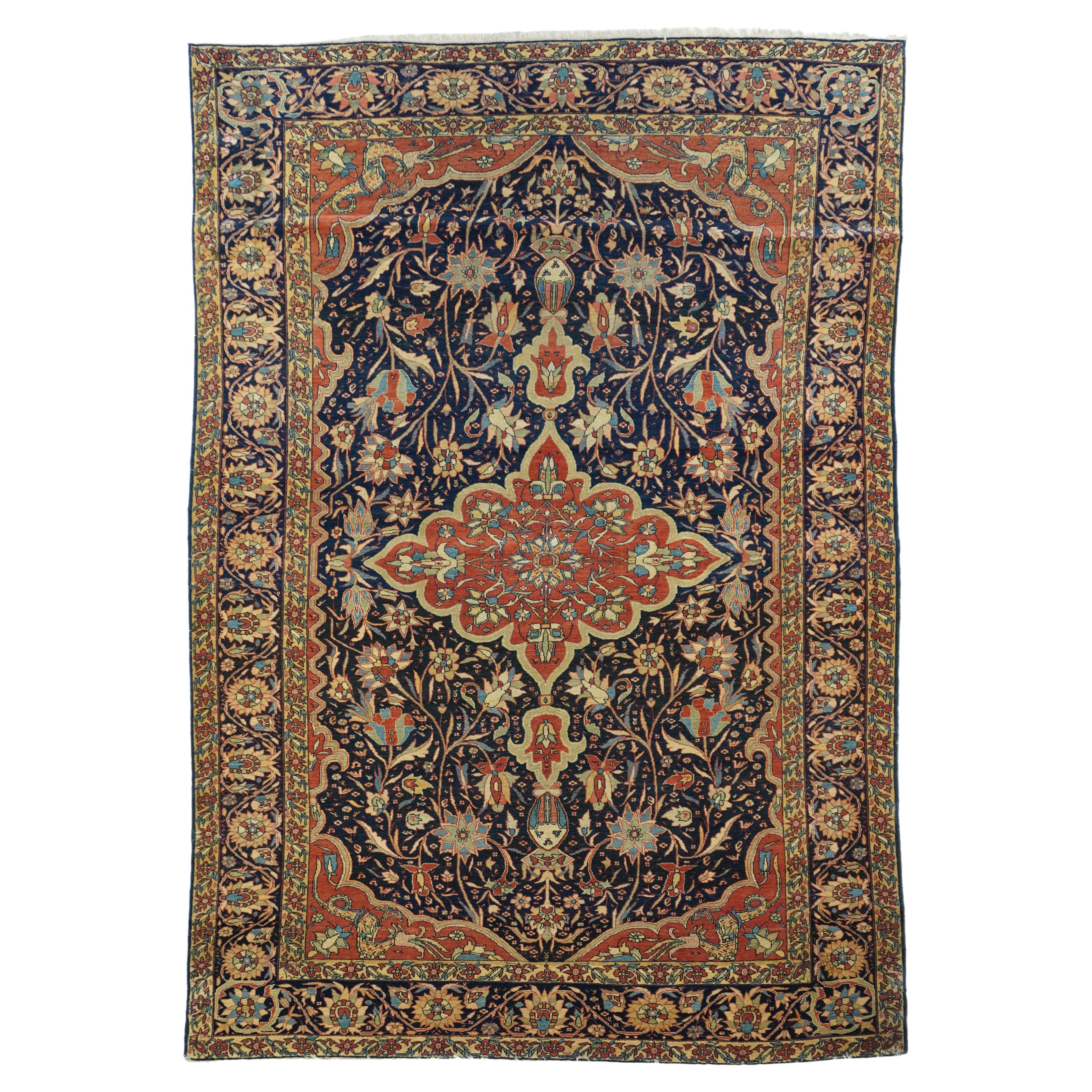 Antique Sarouk Farahan Rug 4'7'' x 6'8'' For Sale