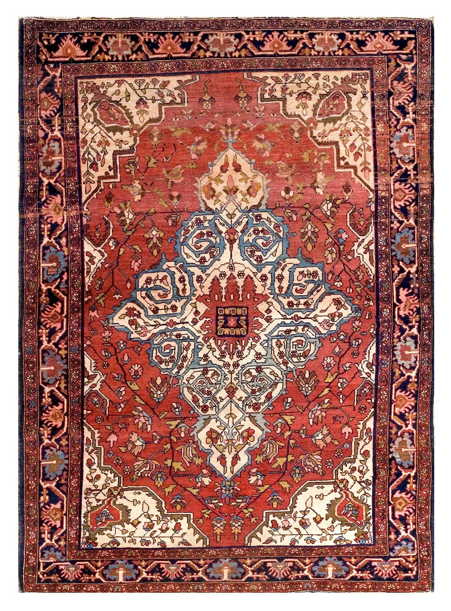 Hand-Knotted 1920s Persian Sarouk Farahan Carpet ( 4'7