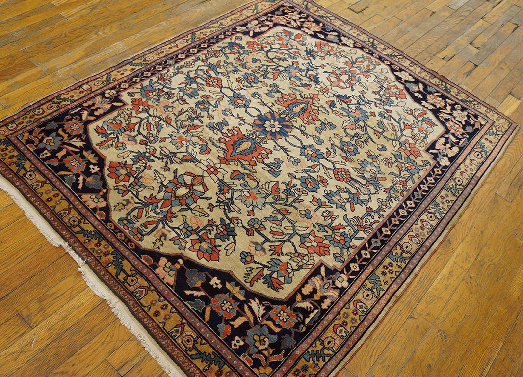 Hand-Knotted 19th Century Persian Sarouk Farahan Carpet ( 4' x 4'10