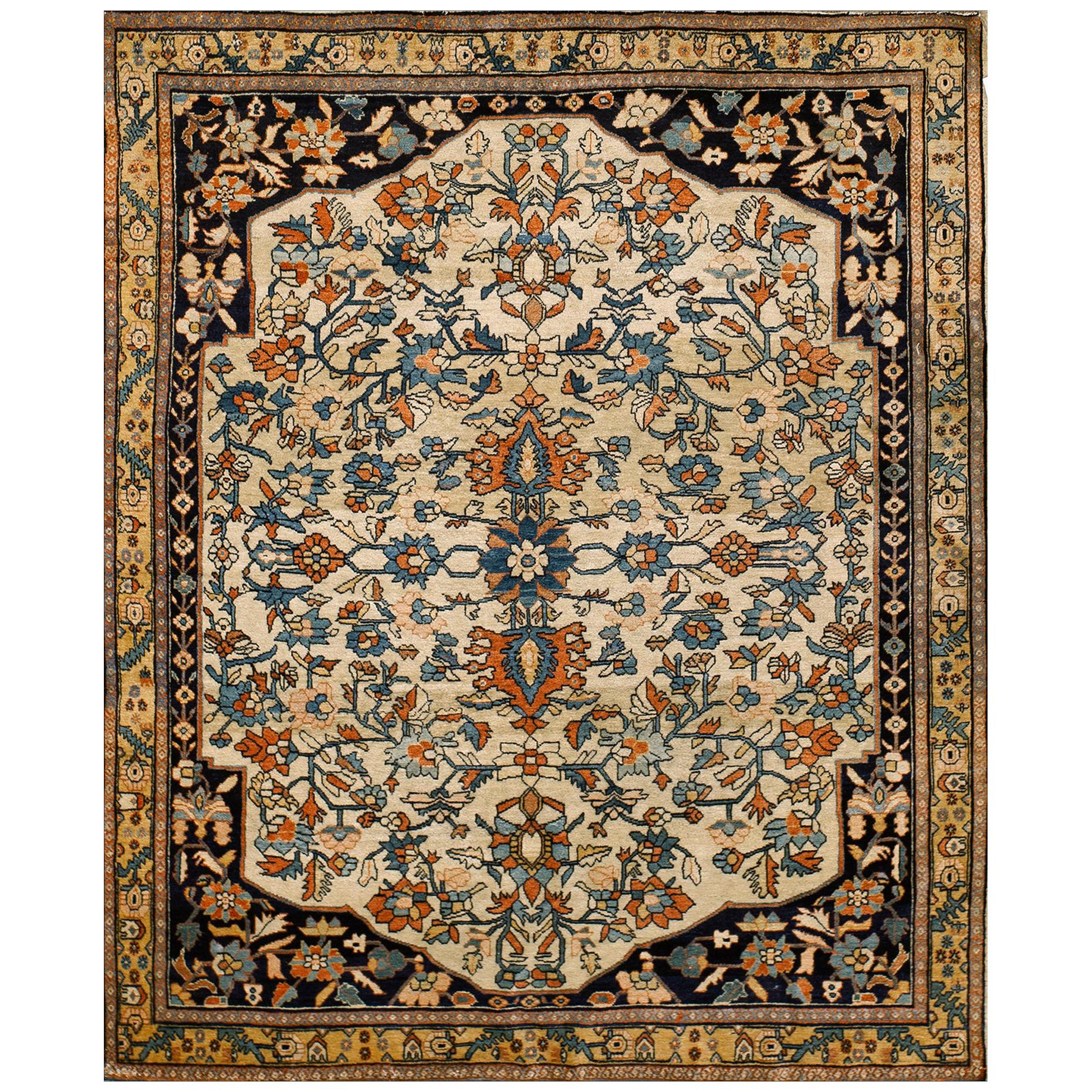 Tapis persan Sarouk Farahan du 19ème siècle ( 4' x 4'10" - 122 x 147 )