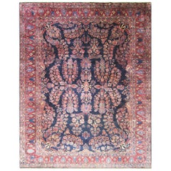 Antique Sarouk Mohajeran Carpet, Blue