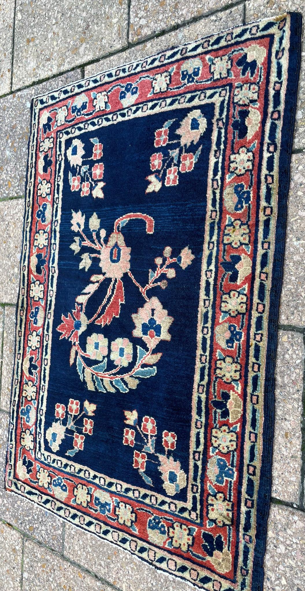 Wool Antique  Sarouk Mohajeran Oriental Rug, c-1910 For Sale