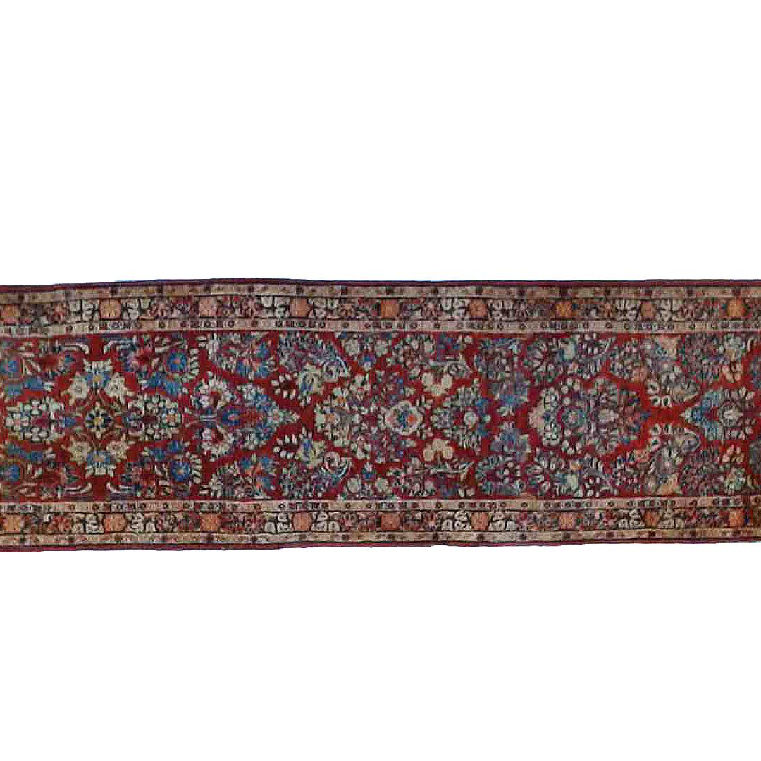 Asian Antique Sarouk Oriental Long Wool Rug Runner,  Circa 1930 For Sale
