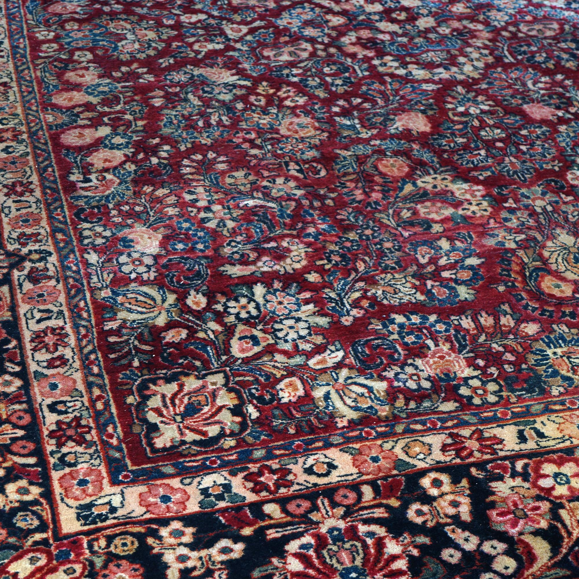 Antique Sarouk Oriental Wool Carpet  9’ X 12’ C1930 For Sale 8