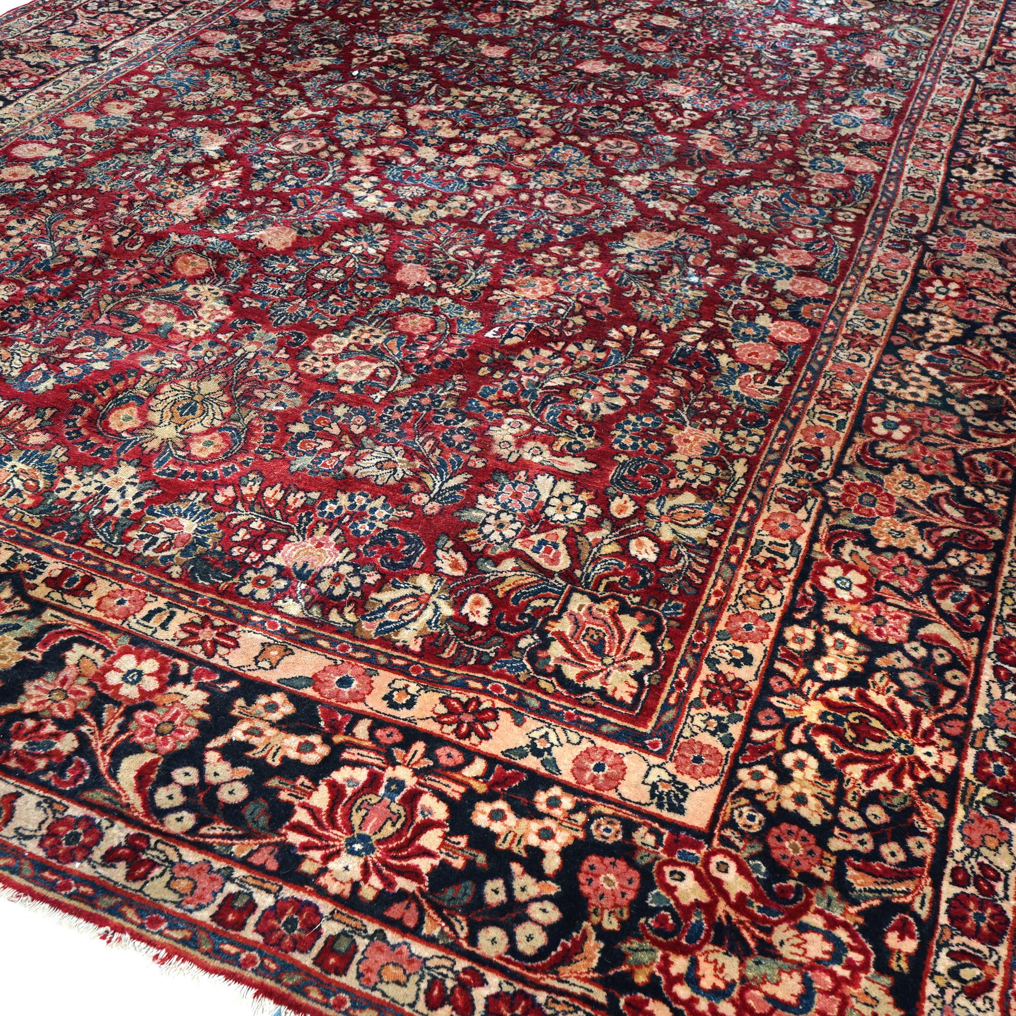Antique Sarouk Oriental Wool Carpet  9’ X 12’ C1930 For Sale 10