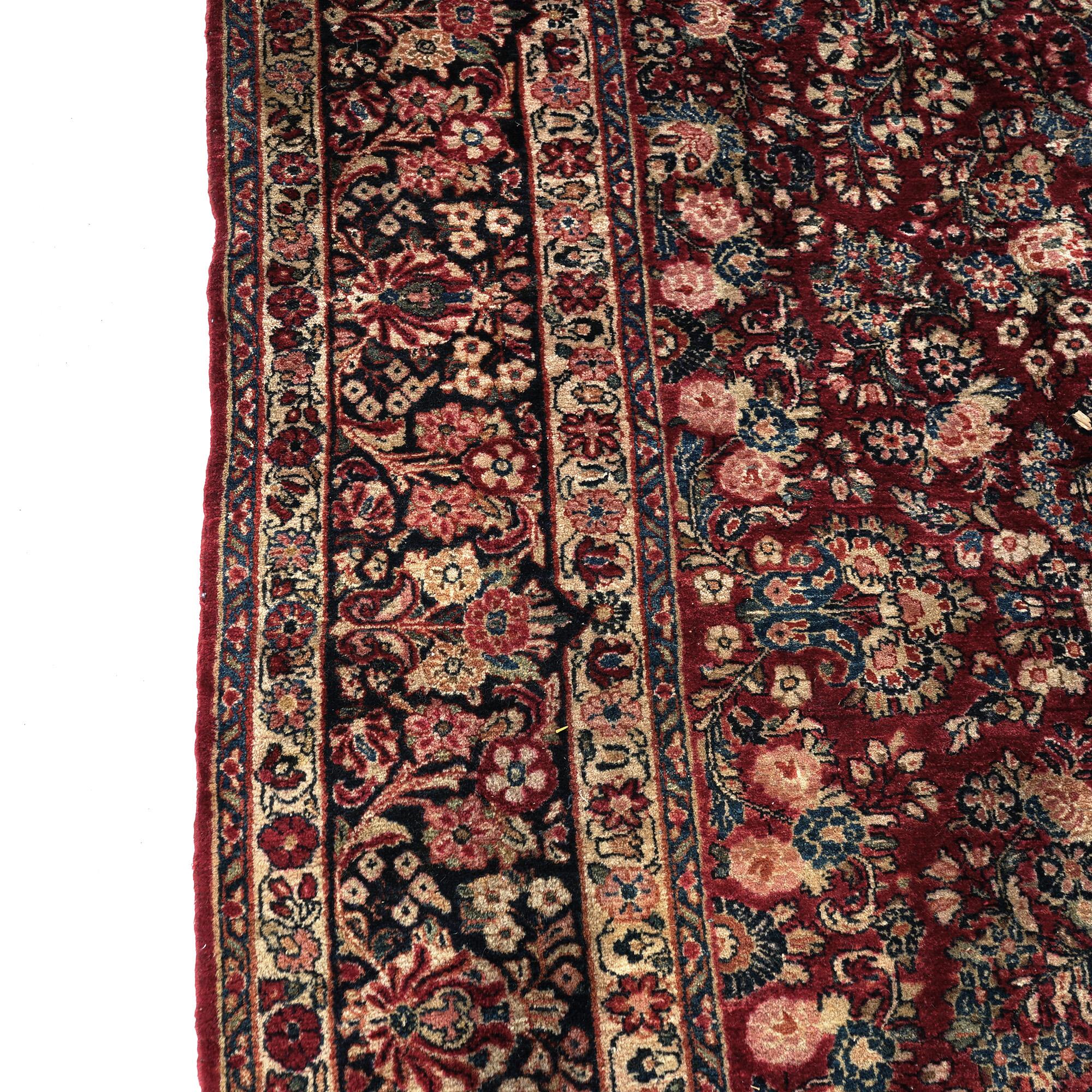 Antique Sarouk Oriental Wool Carpet  9’ X 12’ C1930 For Sale 13