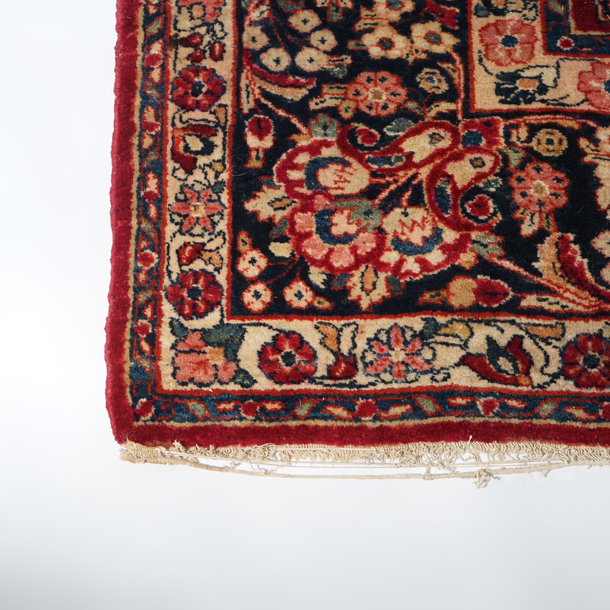 20th Century Antique Sarouk Oriental Wool Carpet  9’ X 12’ C1930 For Sale