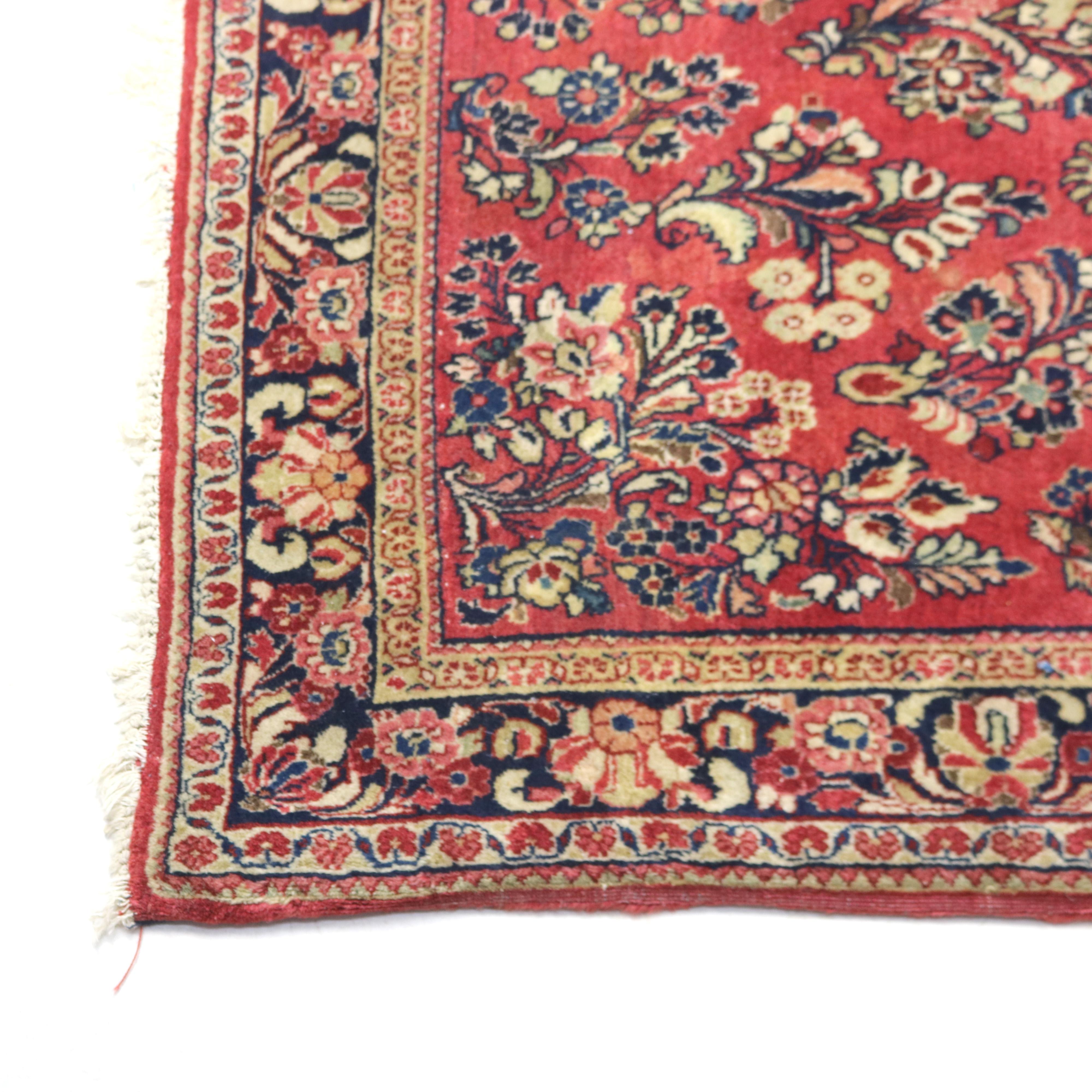 Antique Sarouk Oriental Wool Rug, circa 1920 For Sale 3