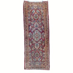 Antique Sarouk Oriental Wool Rug Runner Circa 1930