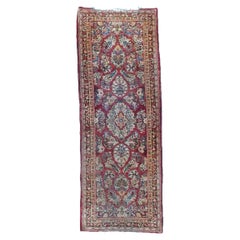 Antique Sarouk Oriental Wool Rug Runner Circa 1930