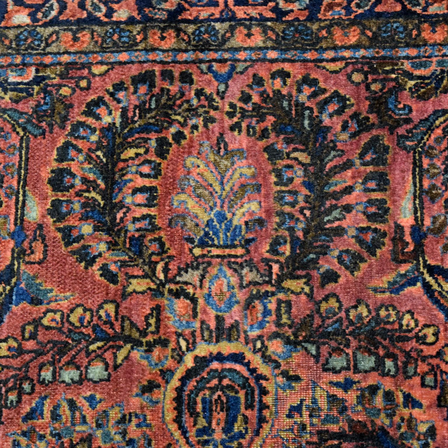 Early 20th Century Antique 1910s Persian Sarouk Mohajeran Rug, Peacock Motif, 4x6 For Sale