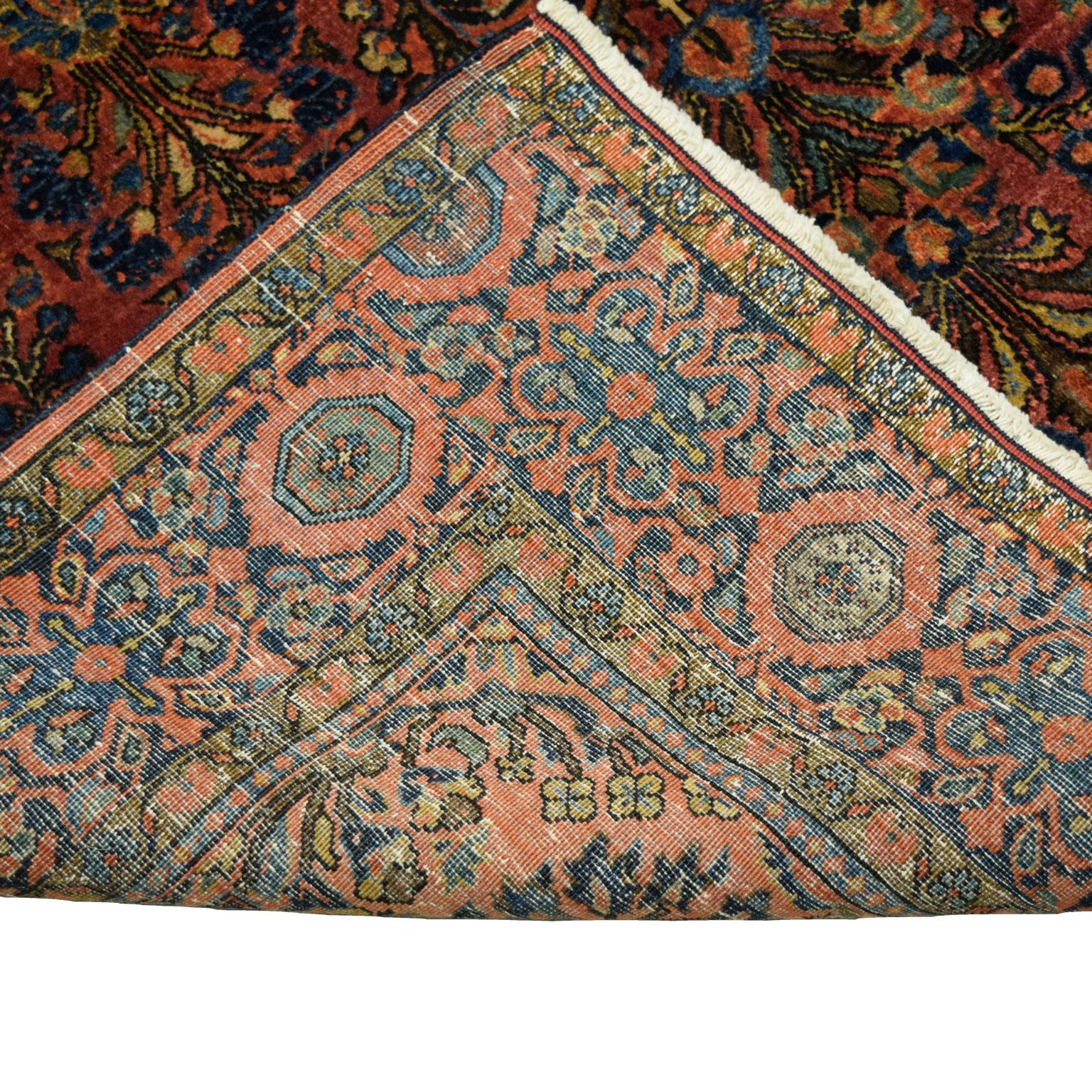 Antique 1910s Persian Sarouk Mohajeran Rug, Peacock Motif, 4x6 For Sale 3