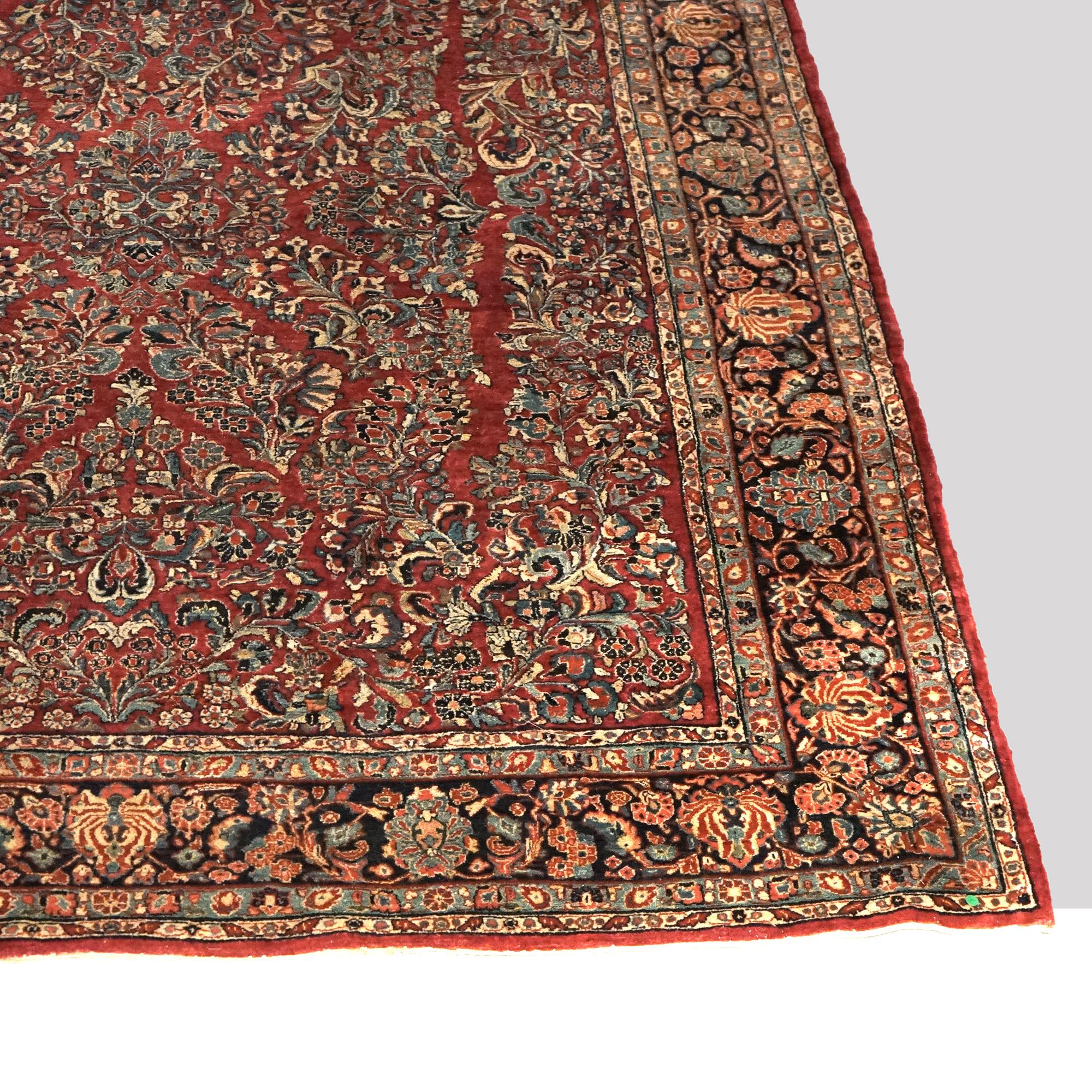 Antique Sarouk Persian Oriental 9x12 Wool Rug C1930 For Sale 5