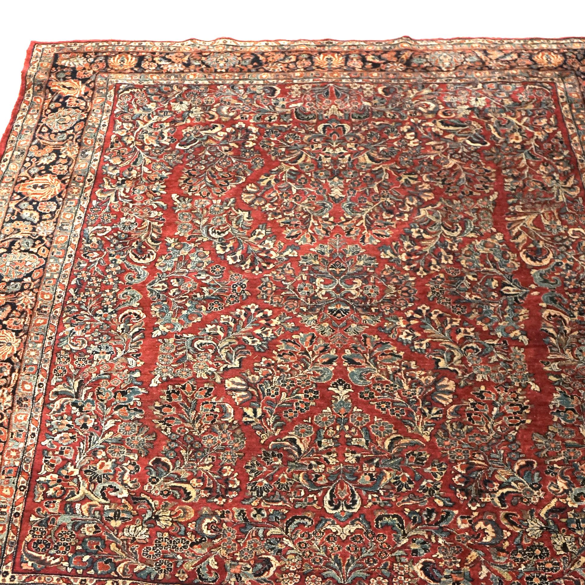Asian Antique Sarouk Persian Oriental 9x12 Wool Rug C1930 For Sale