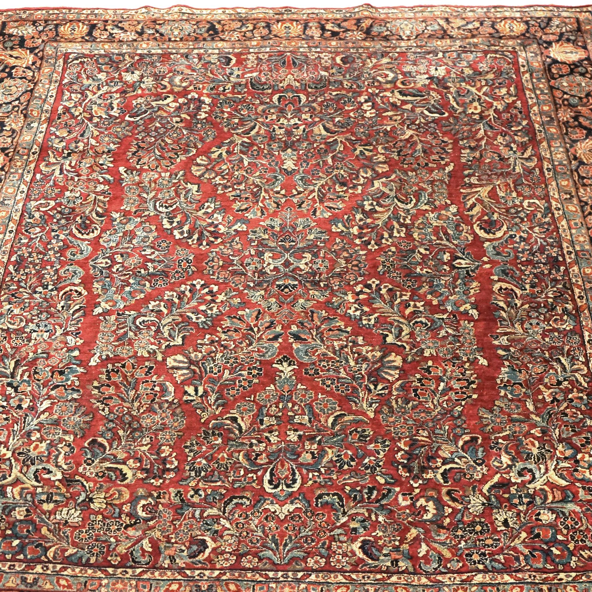 Antique Sarouk Persian Oriental 9x12 Wool Rug C1930 In Good Condition For Sale In Big Flats, NY