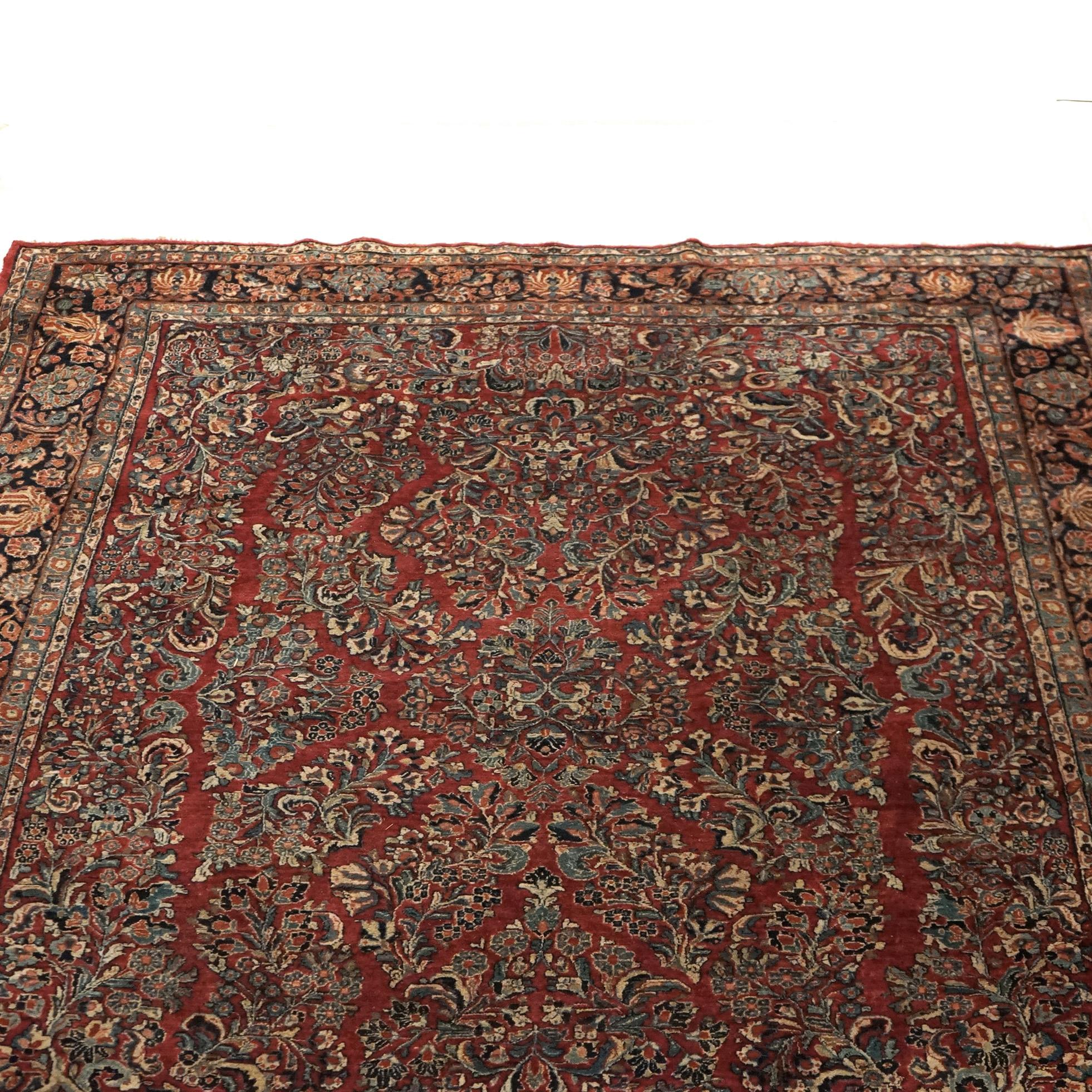 20th Century Antique Sarouk Persian Oriental 9x12 Wool Rug C1930 For Sale