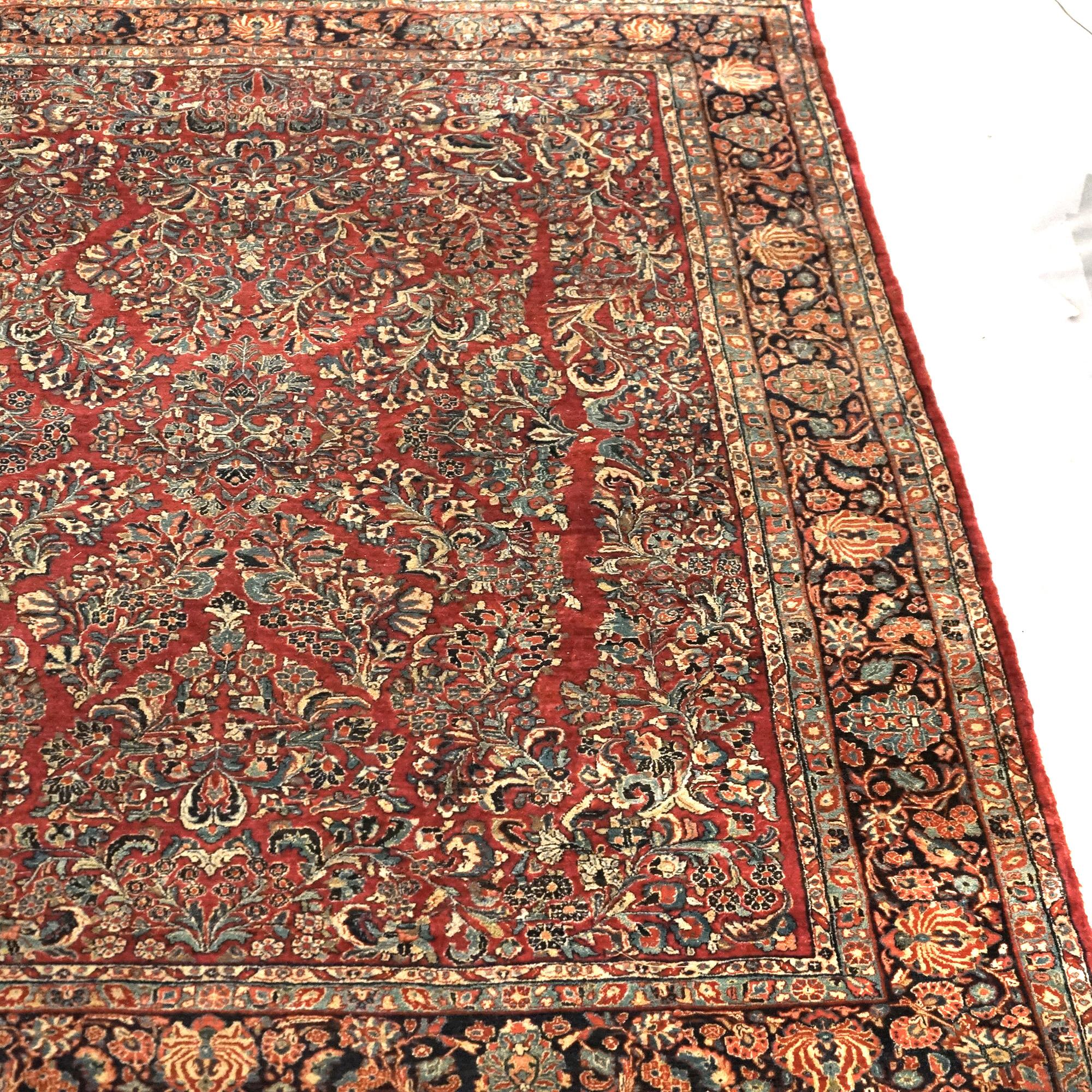 Antique Sarouk Persian Oriental 9x12 Wool Rug C1930 For Sale 3