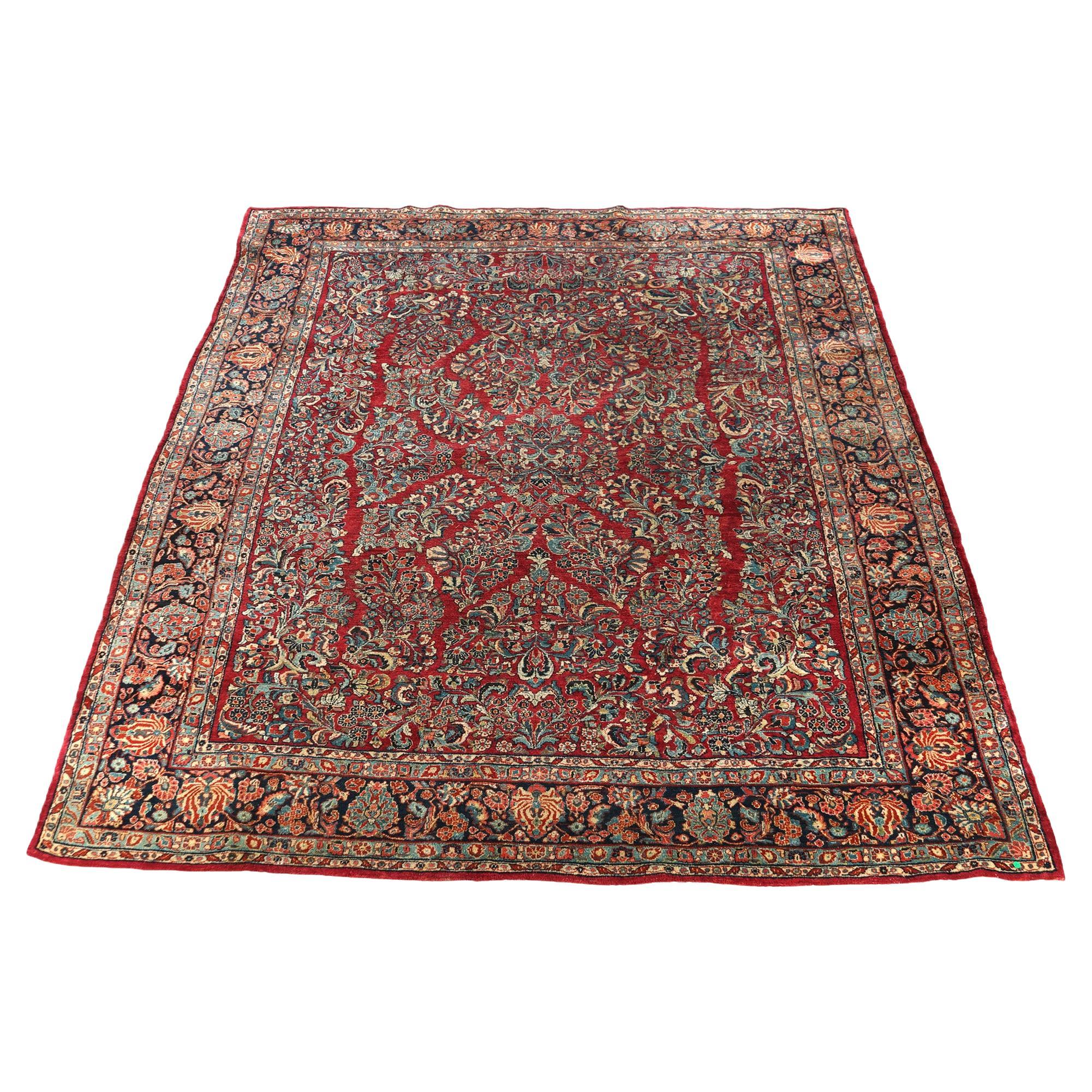 Antique Sarouk Persian Oriental 9x12 Wool Rug C1930
