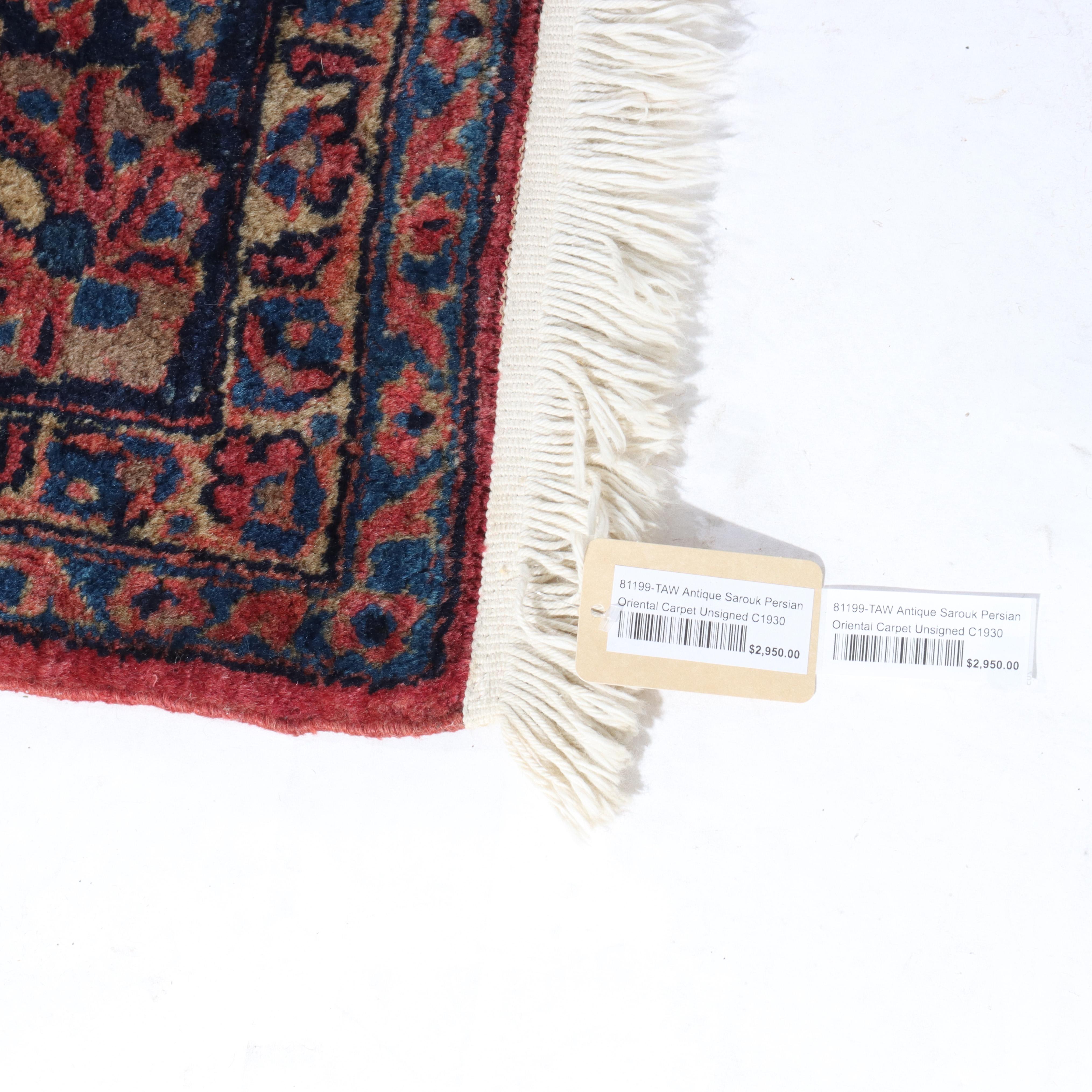 Antike Sarouk Persisch Orientalisch Zimmer Sized Wolle Teppich C1930 im Angebot 11