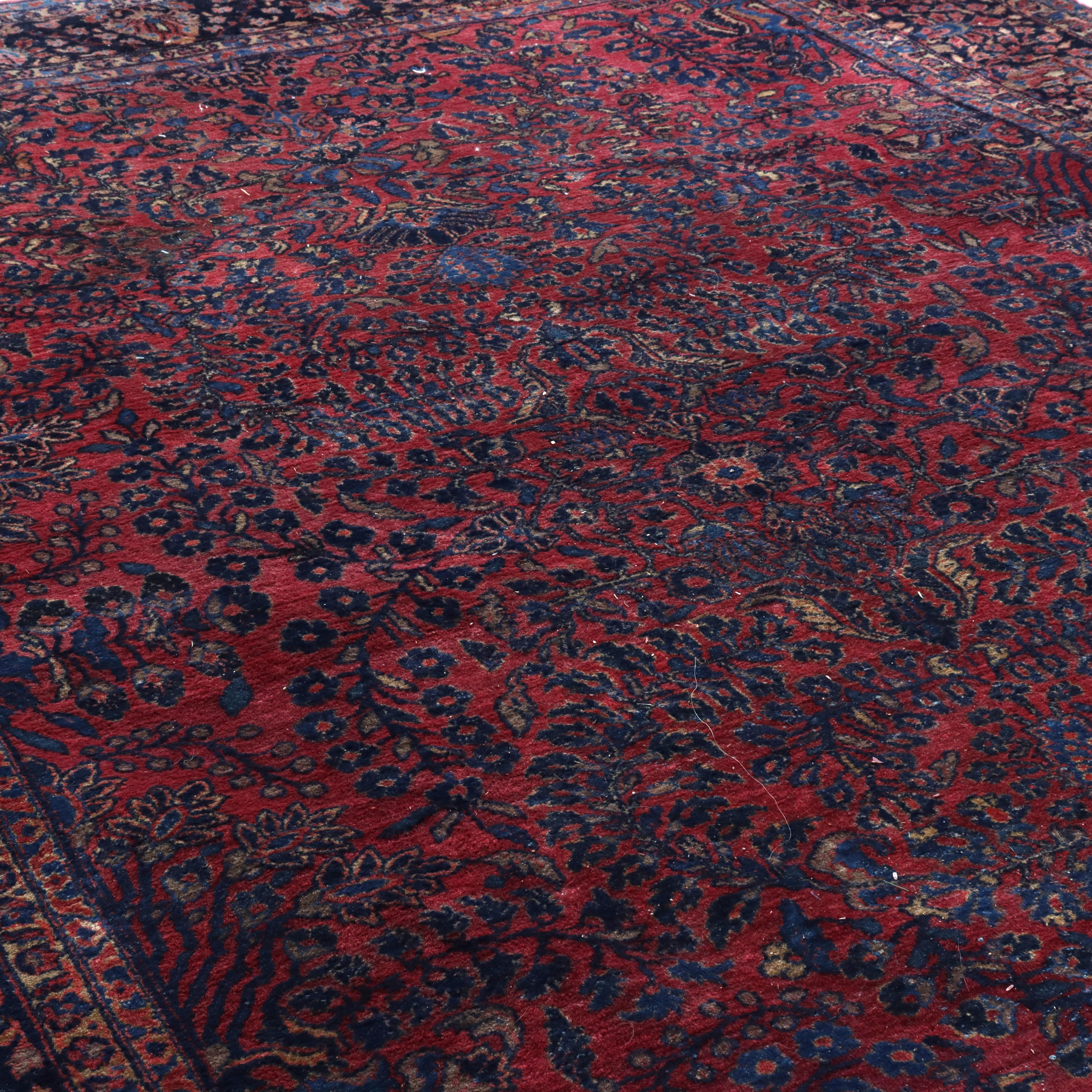 Antike Sarouk Persisch Orientalisch Zimmer Sized Wolle Teppich C1930 im Angebot 12