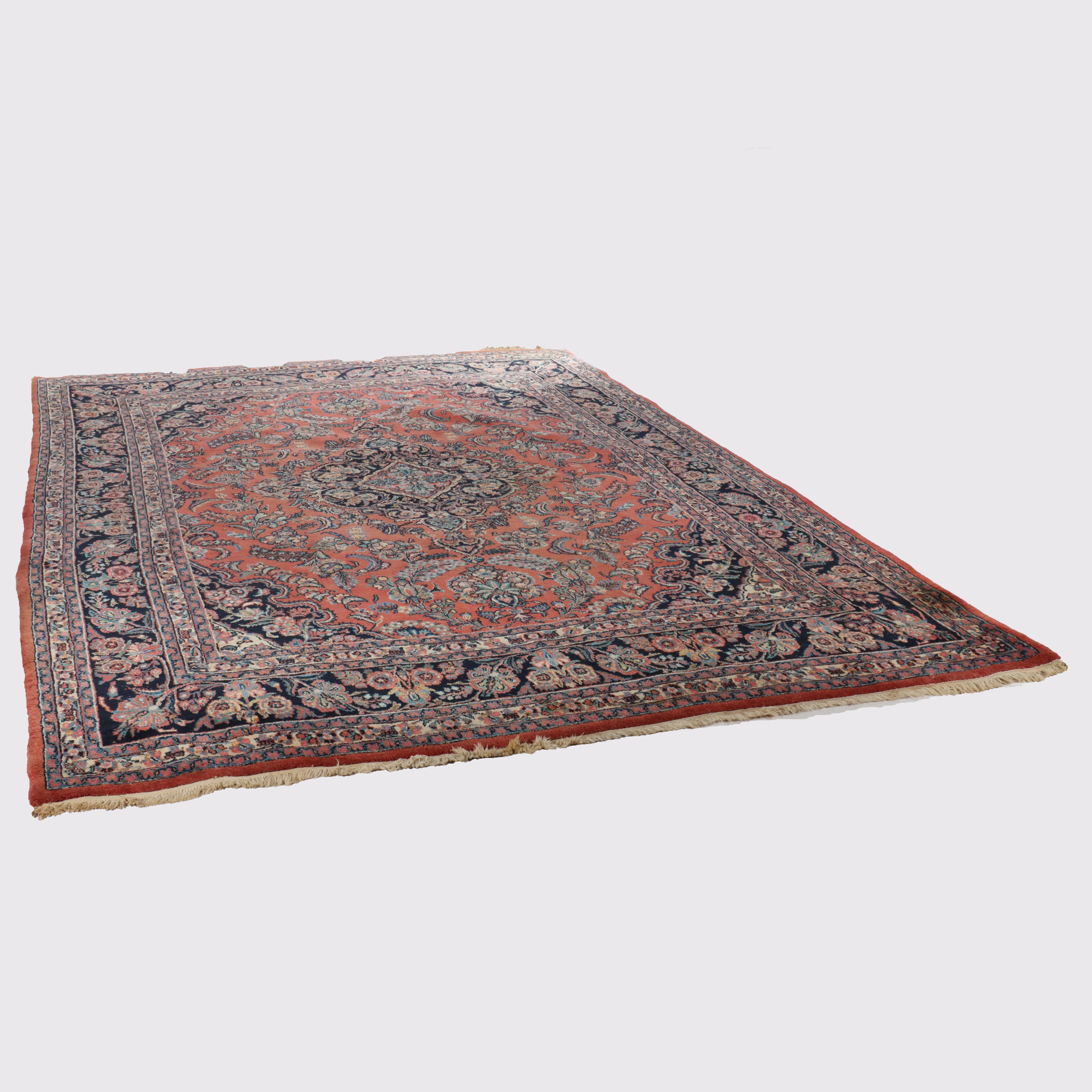 Antike Sarouk Persisch Orientalisch Zimmer Sized Wolle Teppich C1930 im Zustand „Gut“ im Angebot in Big Flats, NY