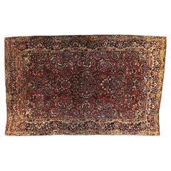 Antique Sarouk Persian Oriental Wool Rug, Detached Floral Spray 
Border c1930